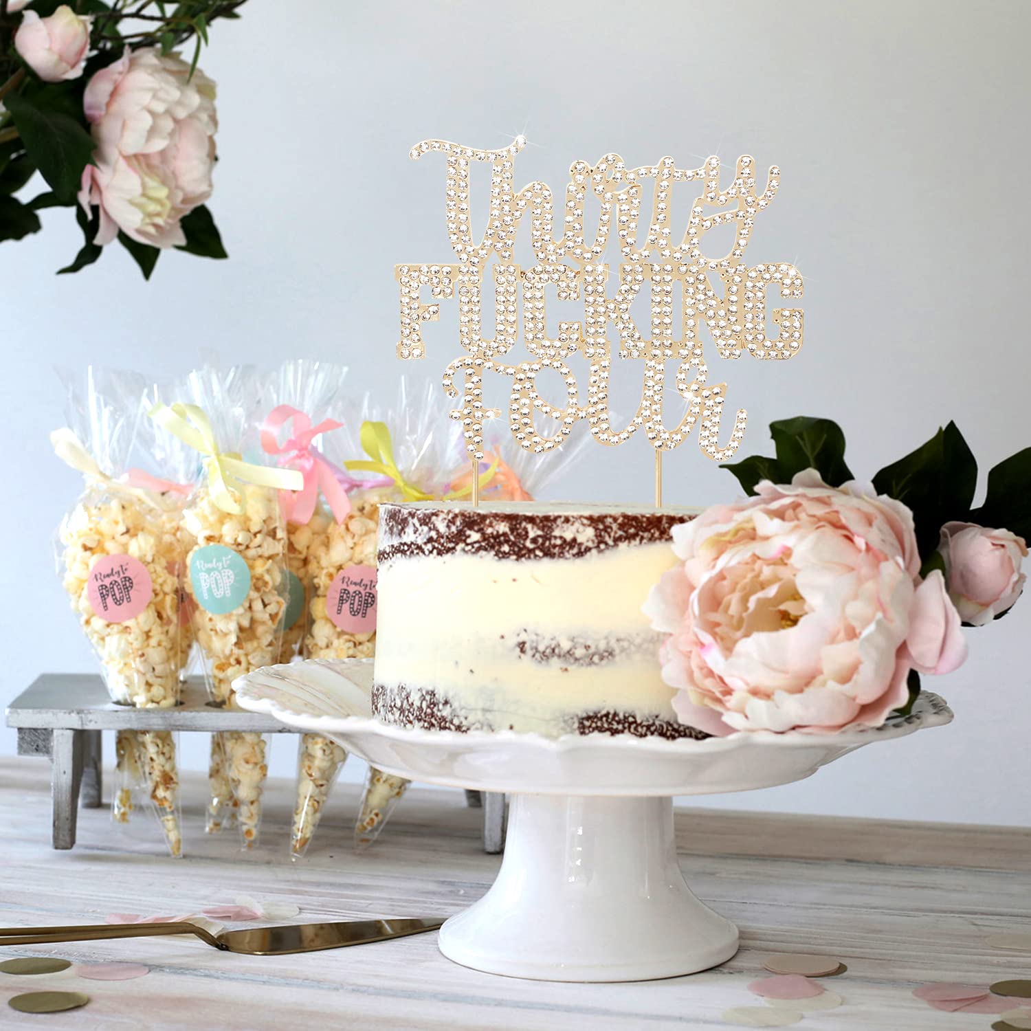 Funny Gold Rhinestone Cake Topper for 34th Birthday - Cheers to 34 Years Party Decor, Cake Centerpiece & Gift Sign | Perfect for Birthday Celebrations, Anniversaries & Special Occasions