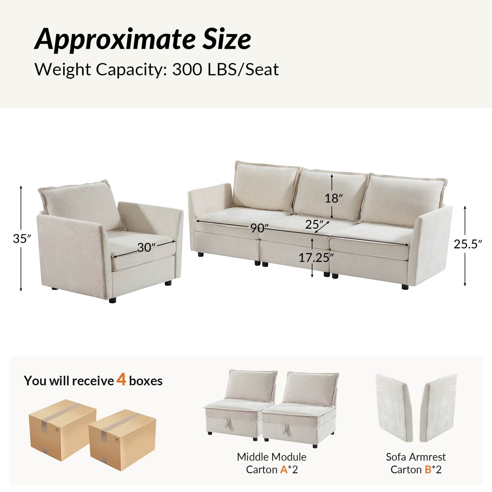 Harmetrix Oversized Soft Sectional Couch with Storage | Modern L-Shaped Sofa Bed with Hidden Compartment | Perfect for Living Room, Family Room & Small Spaces