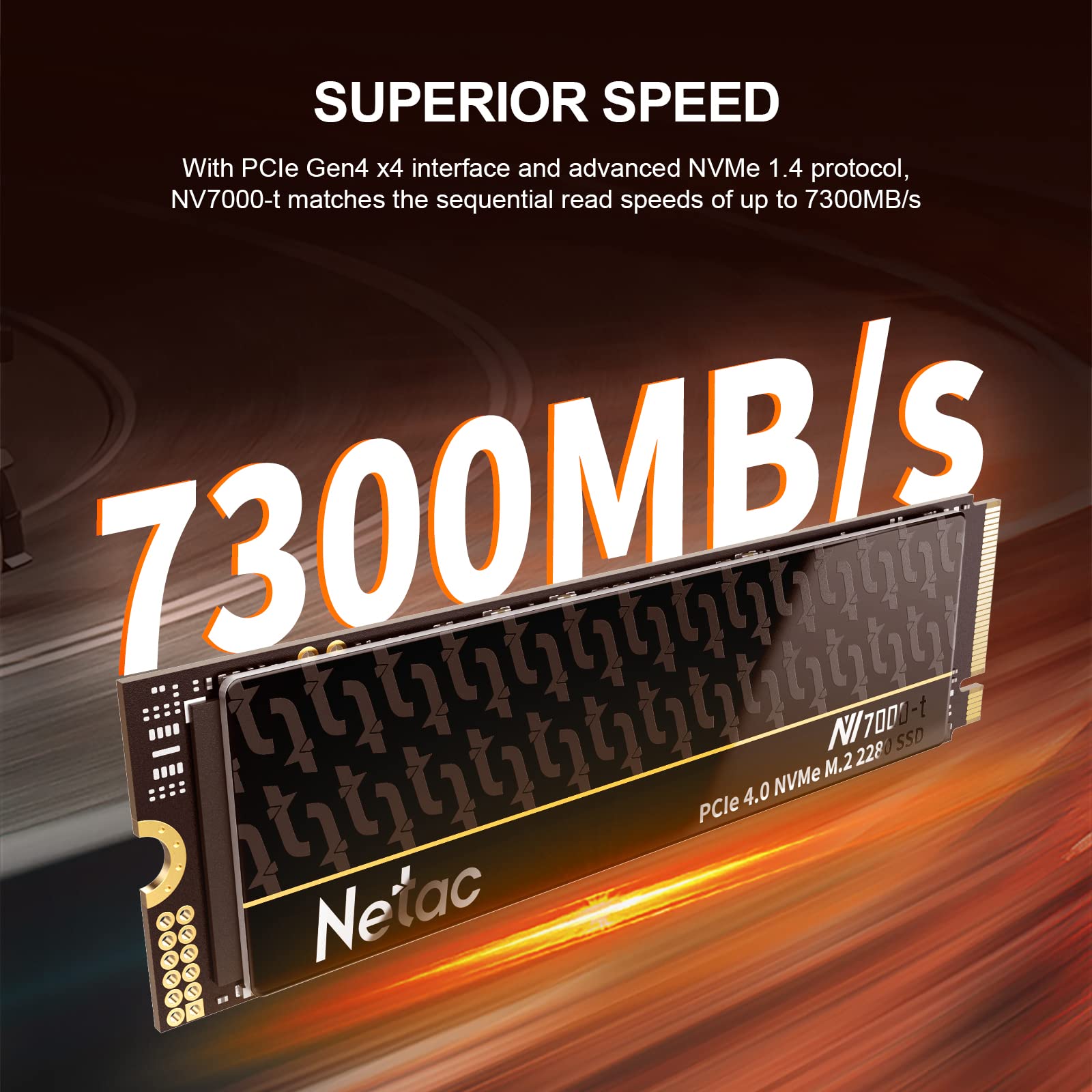 Netac NV7000-t 2TB M.2 NVMe PCIe 4.0 SSD - 7300MB/s Read, 6700MB/s Write - Internal Solid State Drive for Gaming PC, Video Editing, Workstation & High-Performance Computing
