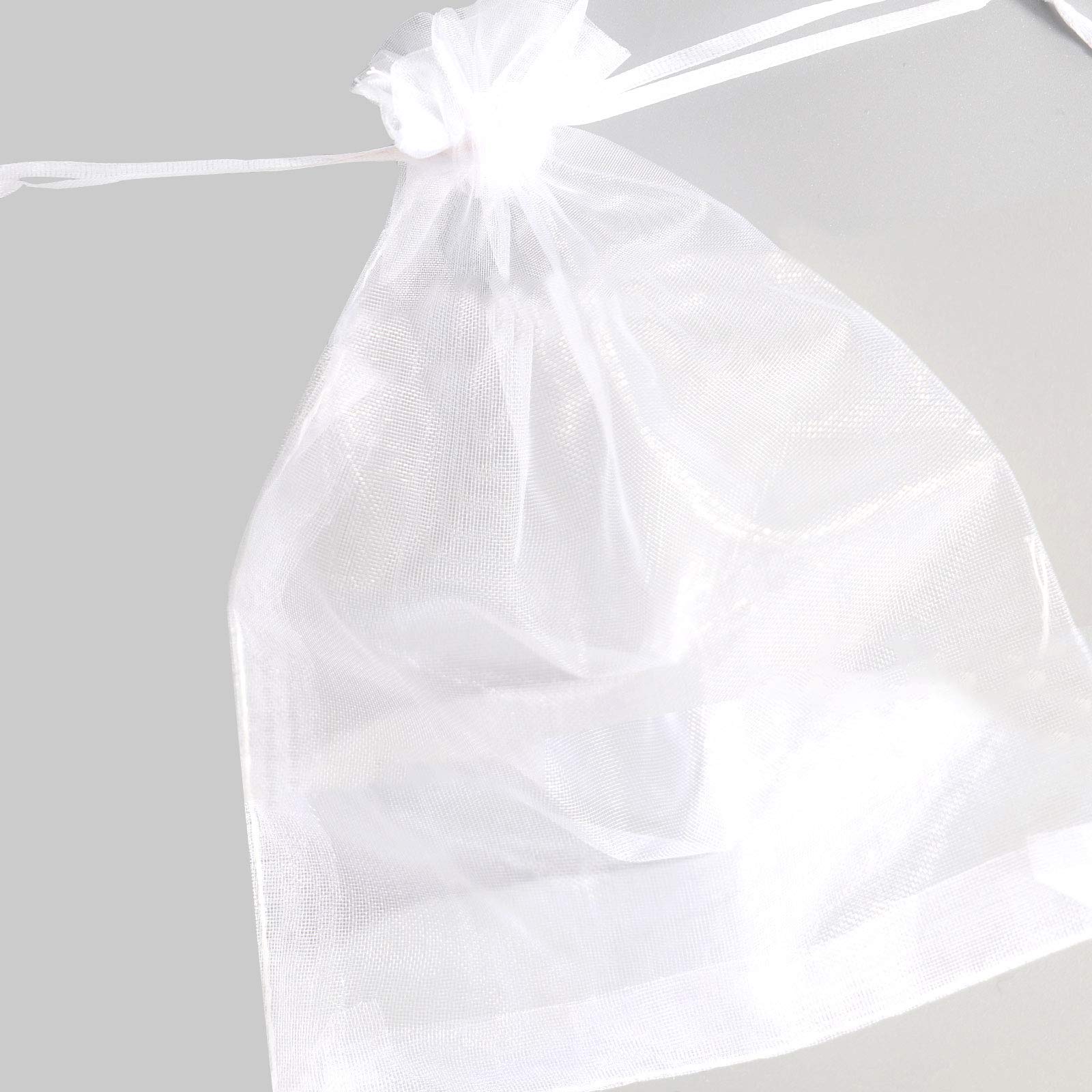 100Pcs White Organza Gift Bags 3.5x4.5 Inches - Small Mesh Drawstring Pouches for Christmas Favors, Wedding Party Favors, Jewelry Packaging & DIY Crafts