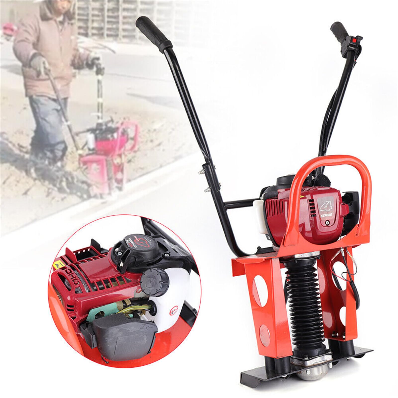 1.2HP 4-Stroke Gas Powered Concrete Vibrator - Air-Cooled Gasoline Engine 5200RPM Cement Screed Machine with Adjustable Handle for Construction, Floor Leveling & Concrete Compaction | Perfect for Driveways, Patios & Foundation Work