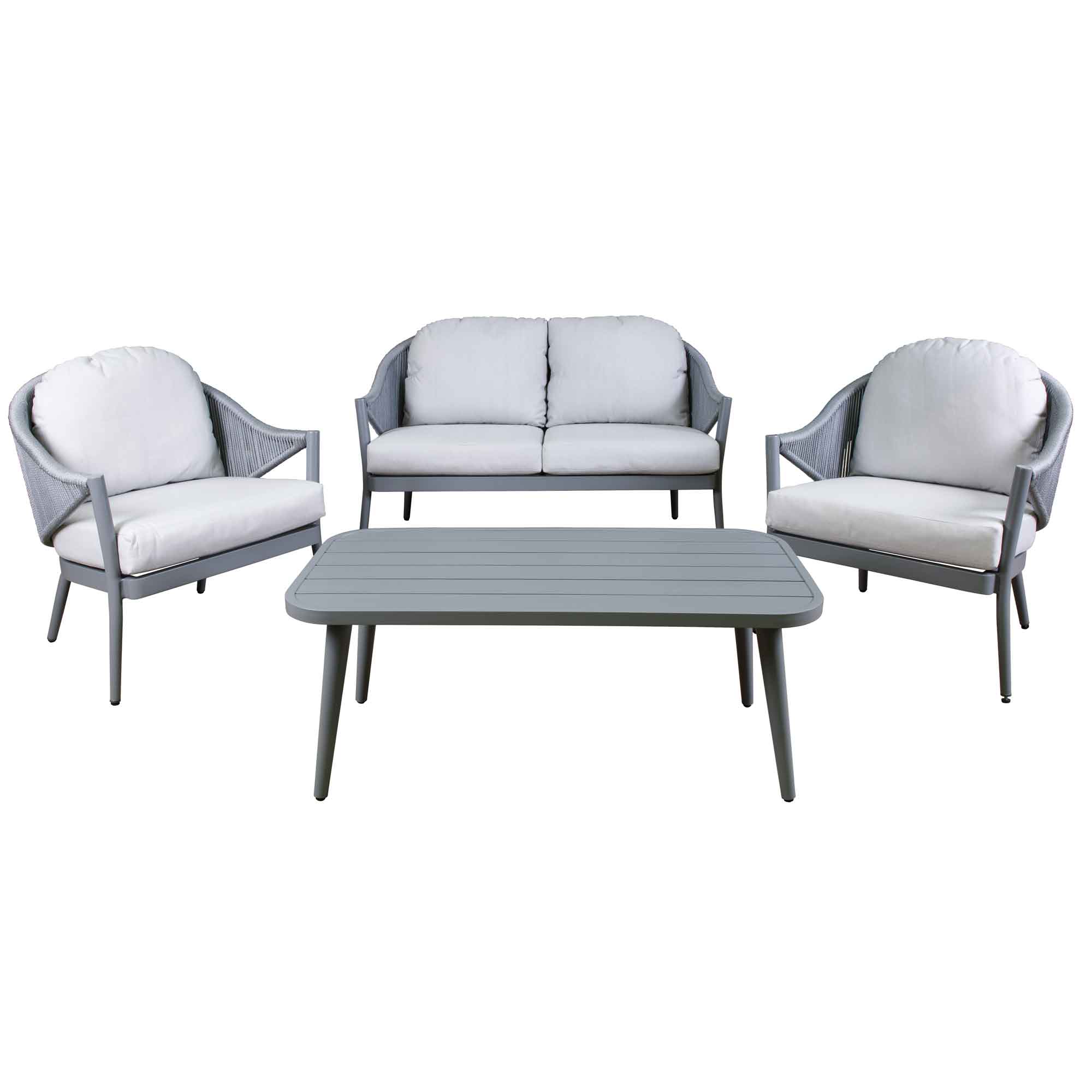 Premium 4-Piece Aluminum Outdoor Patio Sofa Set with Cushions - Modern Grey Weather-Resistant Furniture for Garden, Backyard, Poolside & Deck Relaxation DG59