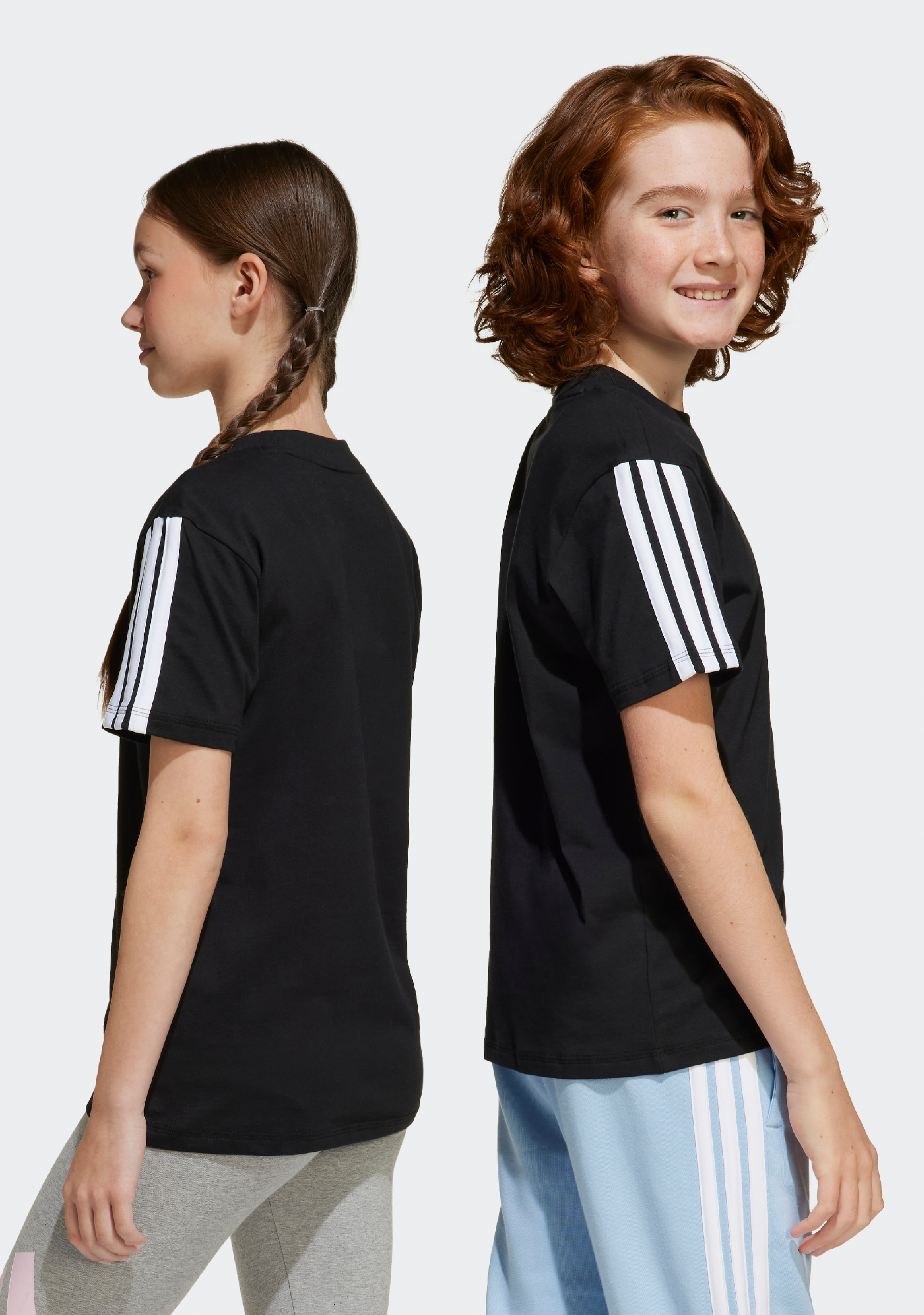 Adidas Kids' 3 Stripe Essentials Short Sleeve T-Shirt - Comfortable Cotton Tee for Boys & Girls - Perfect for School, Play & Everyday Wear