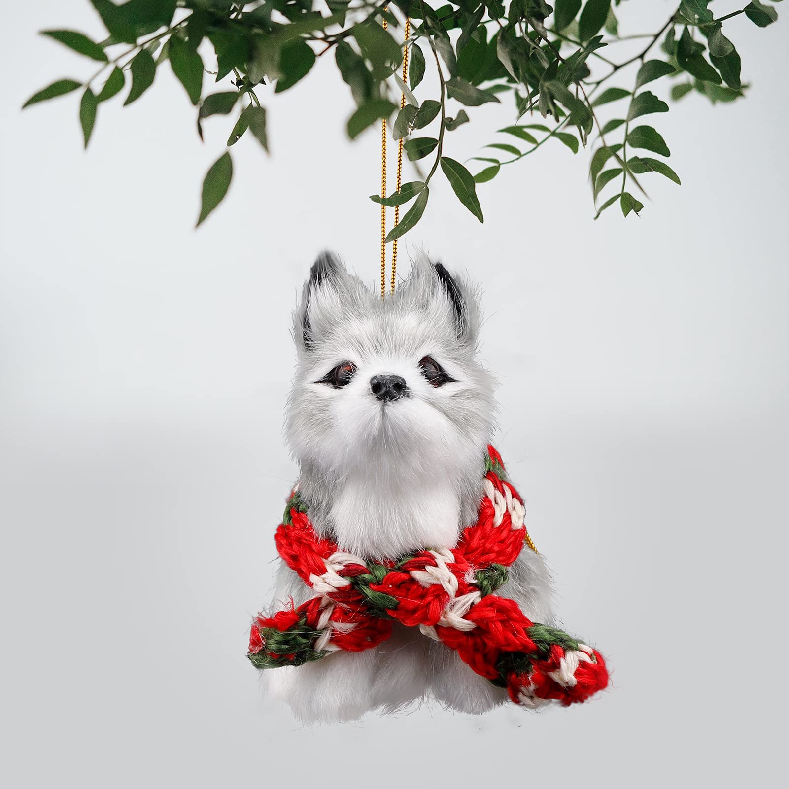 Christmas Dog Ornament with Scarf - Mini Plush Dog Decorations for Christmas Tree - Perfect Gift for Dog Lovers - Holiday Home Decor & Festive Party Decoration