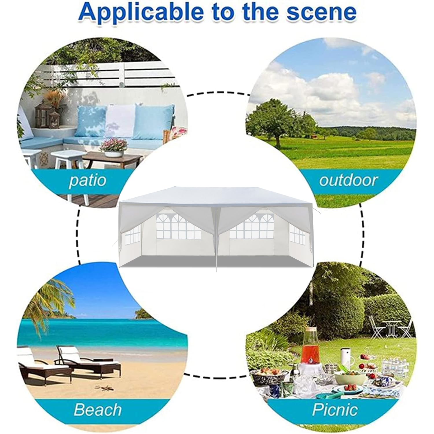 10'x20' Instant Party Tent with 6 Removable Sidewalls - Waterproof Outdoor Wedding Canopy, Gazebo for Events, Birthday Parties, Beach BBQ & Catering - Perfect for Backyard Gatherings, Festivals & Commercial Use
