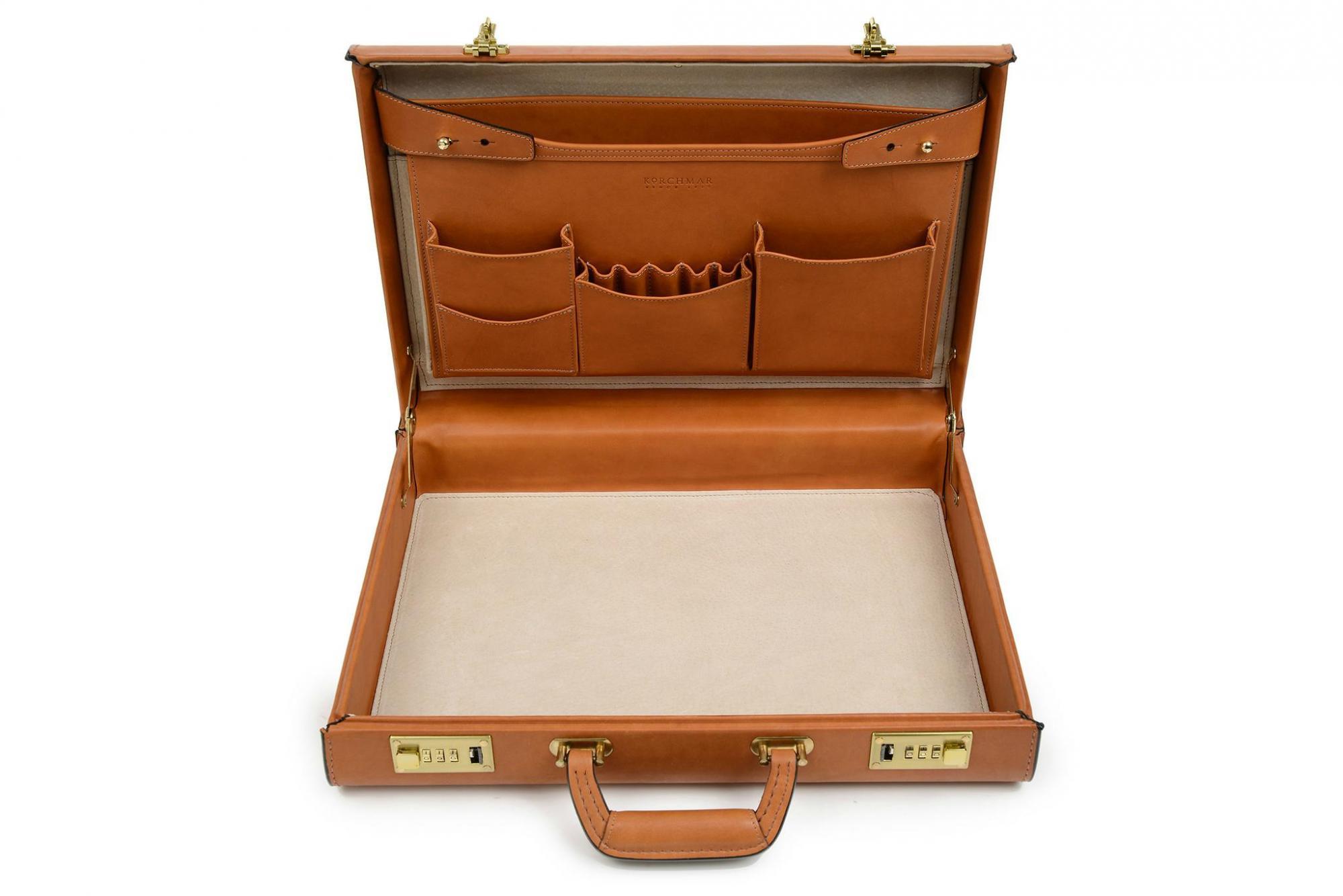 Korchmar Classics 4 Monroe Genuine Leather Attache Briefcase - Professional Business Portfolio for Office, Travel & Work Commute
