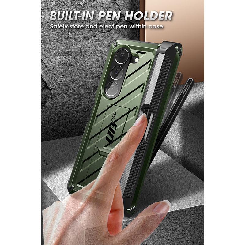 Samsung Galaxy Z Fold5 Unicorn Beetle PRO Rugged Case with S Pen Holder - Heavy Duty Protection for Foldable Phone - Dark Green | Perfect for Outdoor, Work & Travel Use
