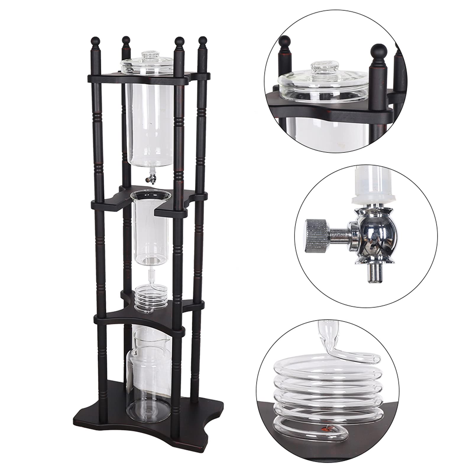 Premium DNYSYSJ Cold Brew Coffee Maker - 8 Cup Capacity with Adjustable Drip Rate Valve & Wooden Stand for Home, Office or Commercial Use | Perfect for Iced Coffee, Cold Brew Concentrate & Barista-Style Drinks