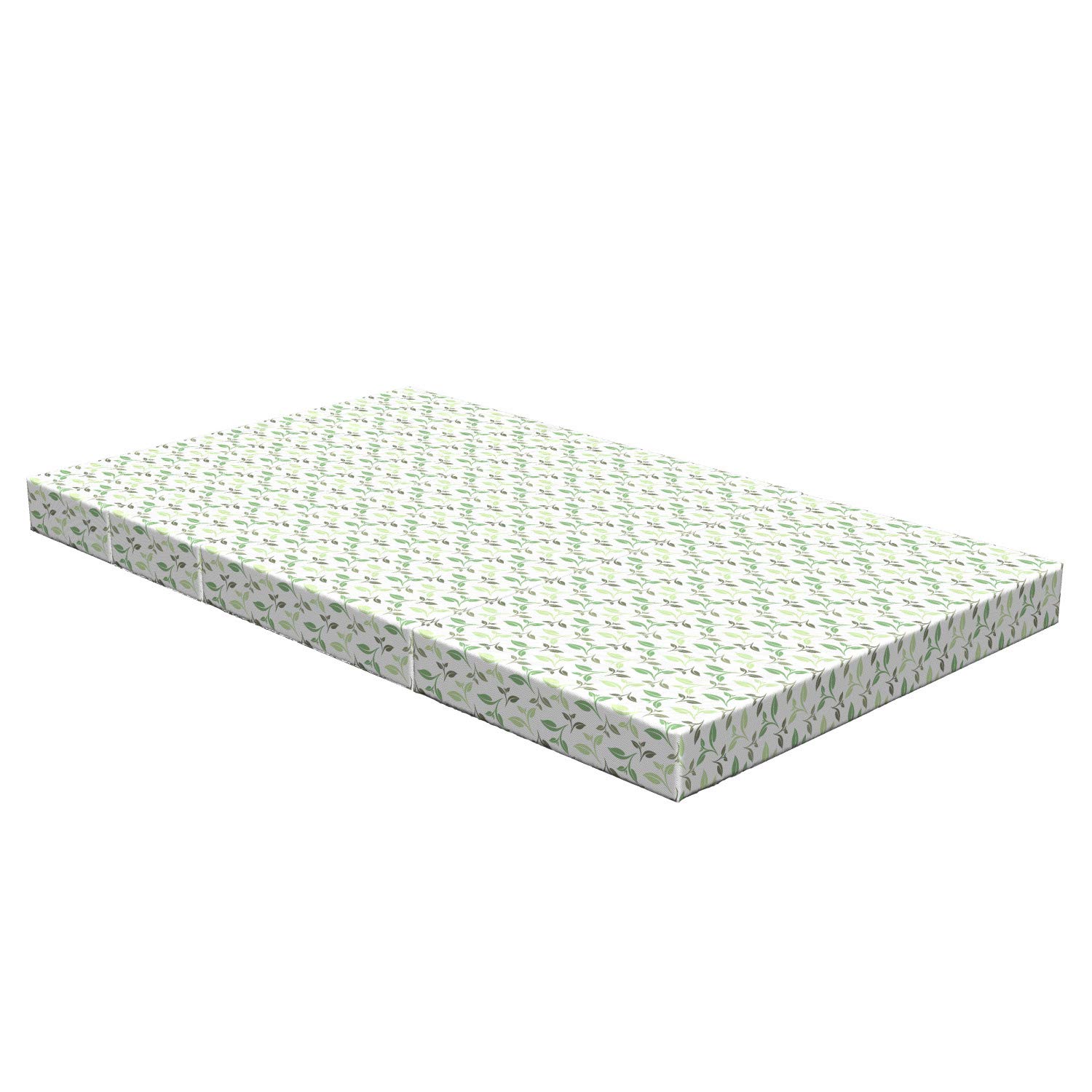 Ambesonne Green Foldable Mattress - Tea Leaves Faded Colors, 78.7