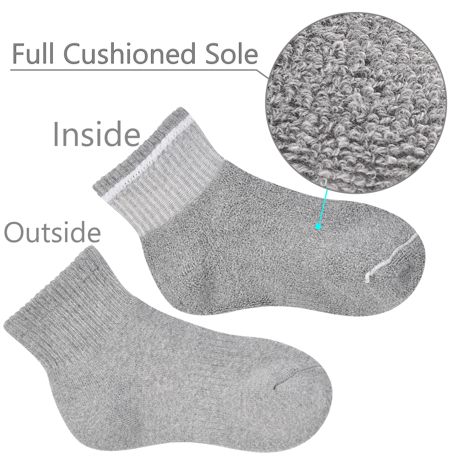 LO SHOKIM Women's Athletic Running Socks - 6 Pairs Cushioned Ankle Socks with Thick Cotton for Sports, Workout & Daily Wear - Perfect for Jogging, Gym, Yoga and Outdoor Activities