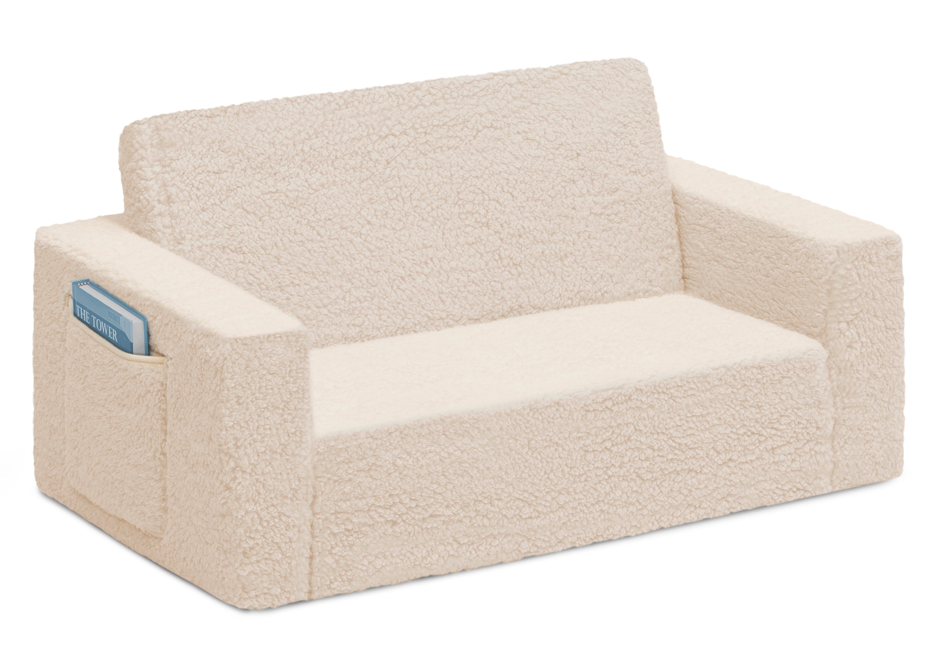CoZee Flip Out Sherpa 2-in-1 Convertible Kids Sofa to Lounger - Soft & Comfortable for Playroom, Nursery or Bedroom - Perfect for Reading, Napping & Relaxing