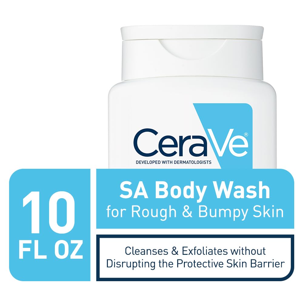 CeraVe Salicylic Acid Body Wash for Rough & Bumpy Skin | Fragrance-Free, Allergy Tested | 10 oz | Exfoliating Cleanser for Keratosis Pilaris & Dry Skin Care