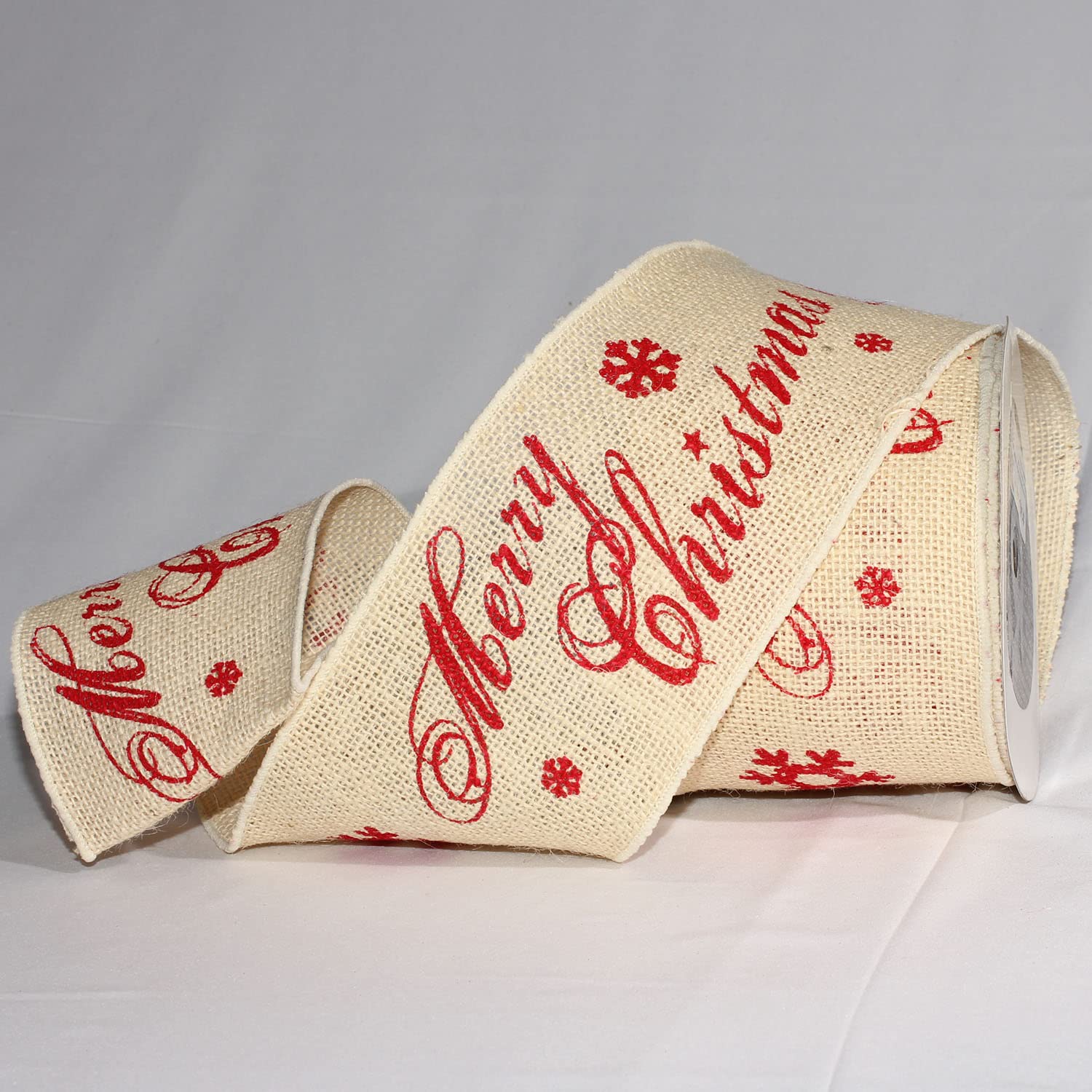 Christmas Red Burlap Wired Ribbon - 4 Inch x 10 Yards for Holiday Decorations, Wreaths, Gift Wrapping & DIY Crafts | The Ribbon People