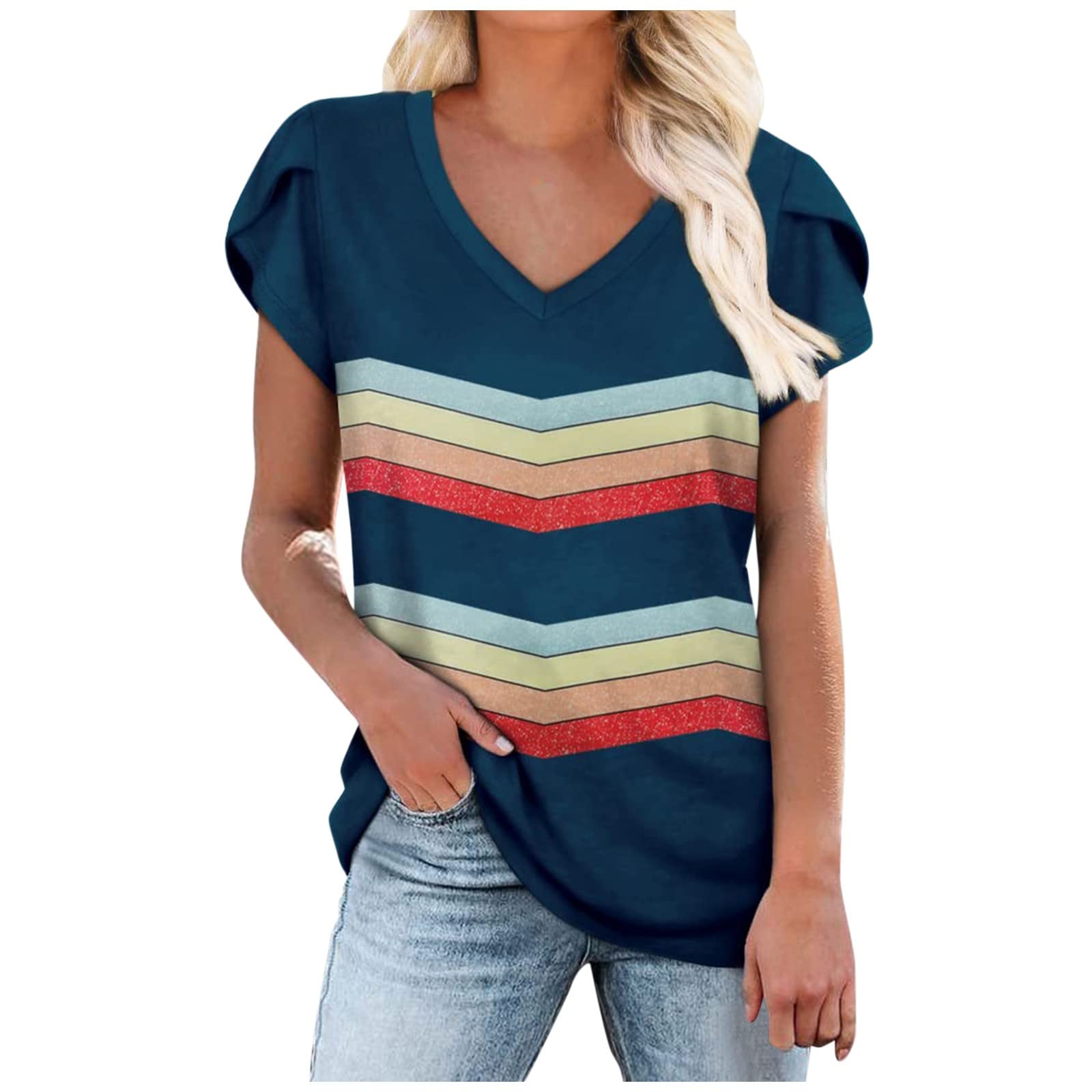 Plus Size Women's Floral Boho Blouses & Tops - Short Sleeve V-Neck Loose Tee Shirts for Casual Office Wear & Summer Outfits | Perfect for Work, Date Nights & Weekend Getaways