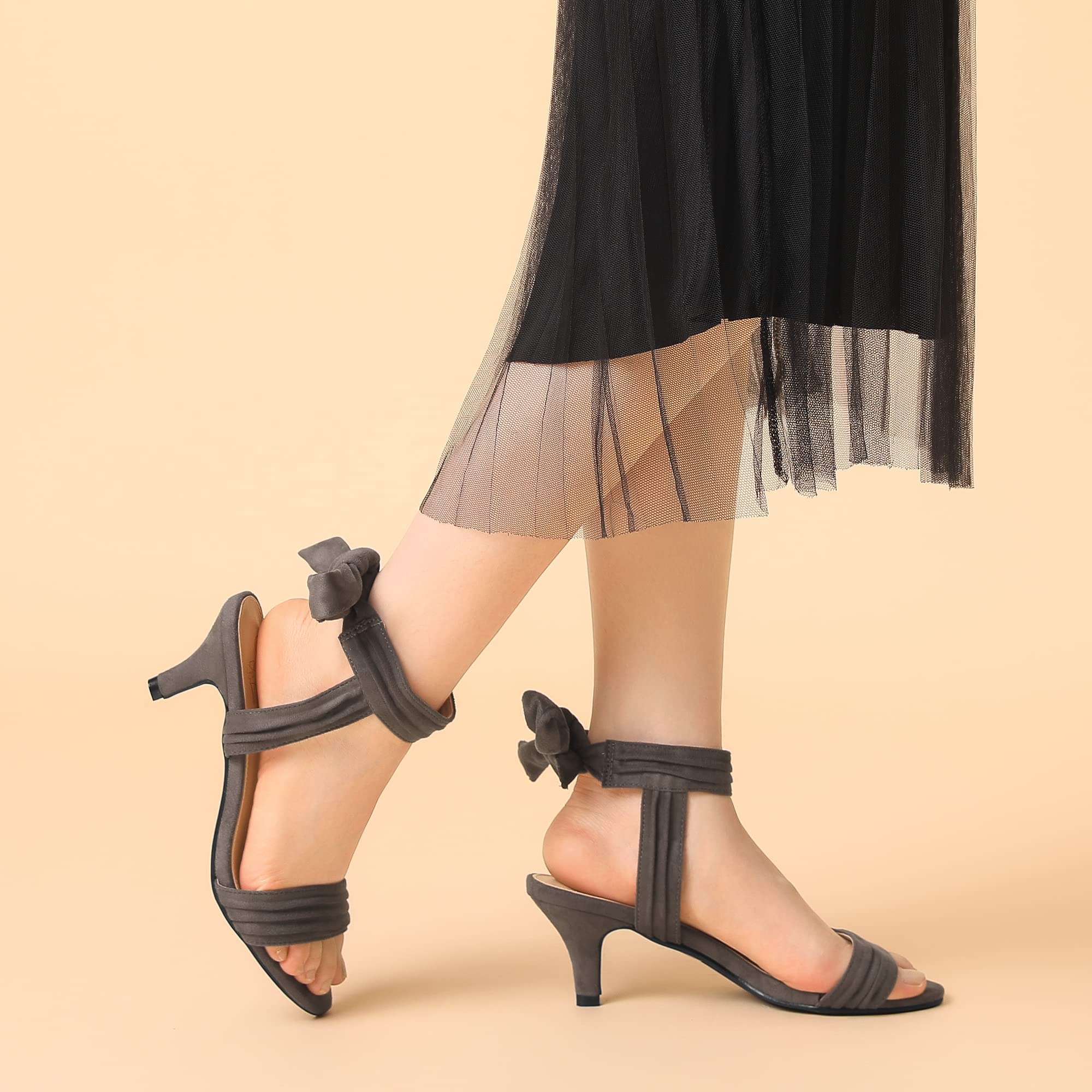 Perphy Women's Open Toe Ankle Tie Bridal Kitten Heel Sandals - Perfect for Weddings, Parties & Special Occasions