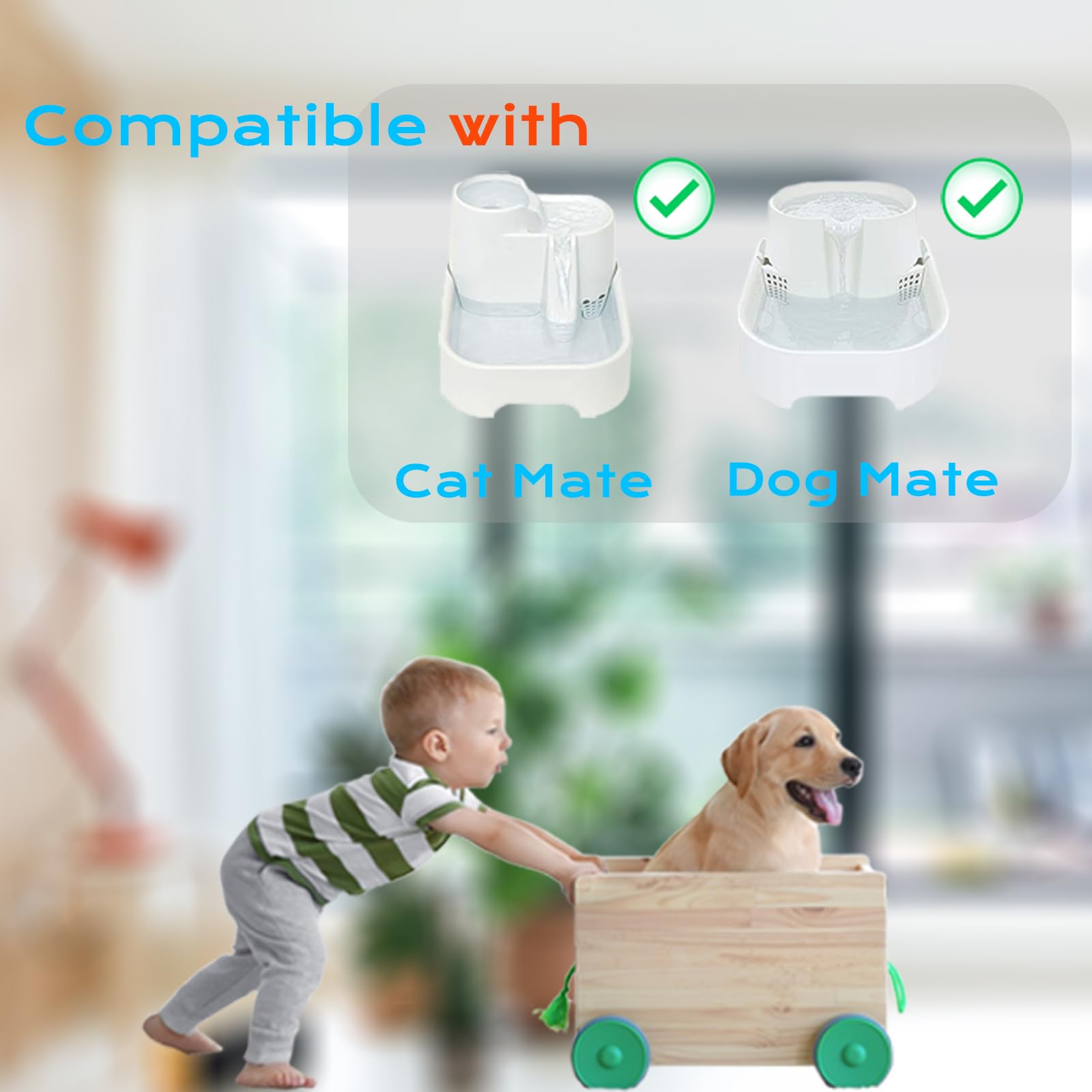 12 Pack Cat Water Fountain Filters - Compatible with Cat & Dog Mate Pet Fountains - Replacement Cartridges for Clean Drinking Water - Perfect for Multi-Pet Households & Automatic Water Dispensers
