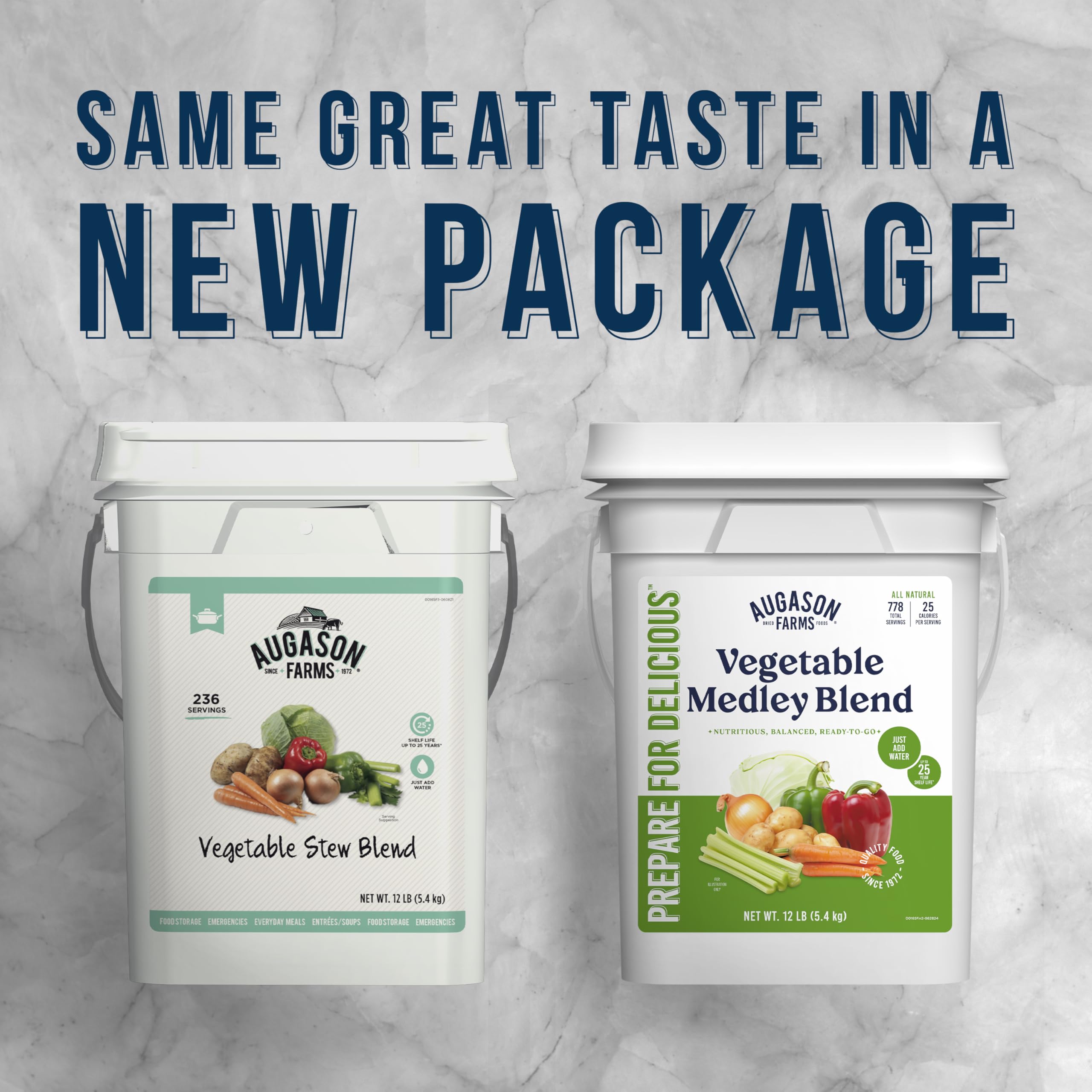 Augason Farms Vegetable Medley Blend 4-Gallon Pail - Gluten Free Emergency Food Supply (778 Servings) for Camping, Survival & Everyday Meals
