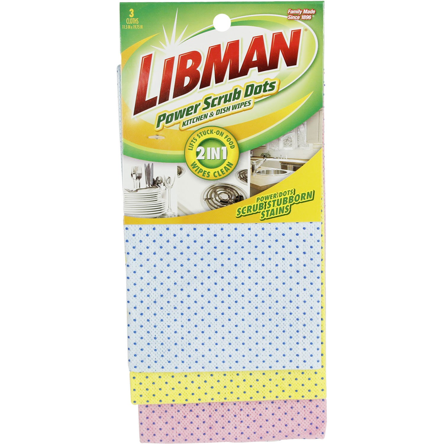 Libman 337 Power Scrub Dots - Heavy Duty Kitchen & Dish Cleaning Wipes for Tough Stains, Grease & Grime | Perfect for Countertops, Sinks, Stovetops & Cookware