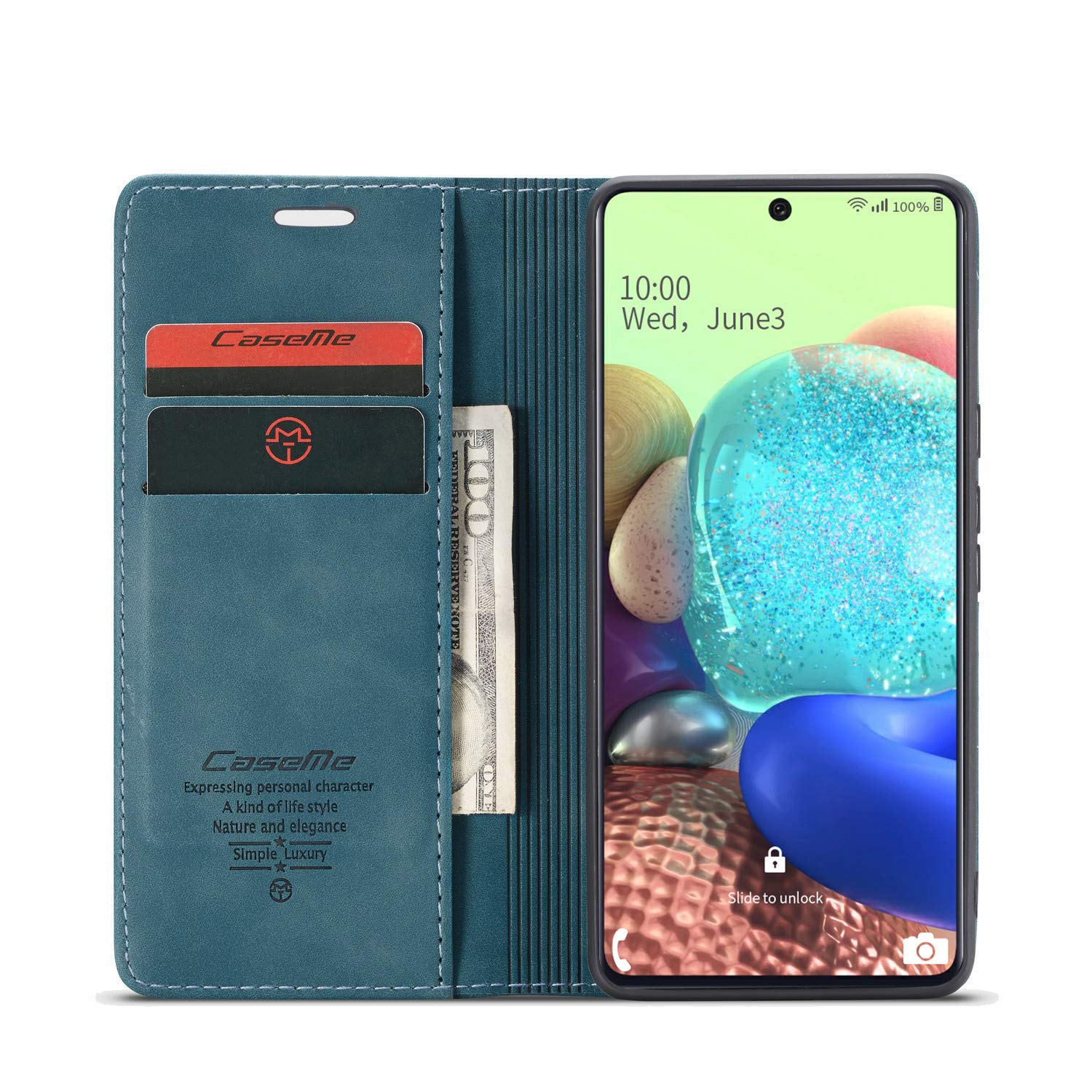 Samsung Galaxy A71 5G Leather Wallet Case with Card Holder & Kickstand - Magnetic Flip Cover for 6.7 Inch A71 5G (Blue) | Perfect for Work, Travel & Daily Protection