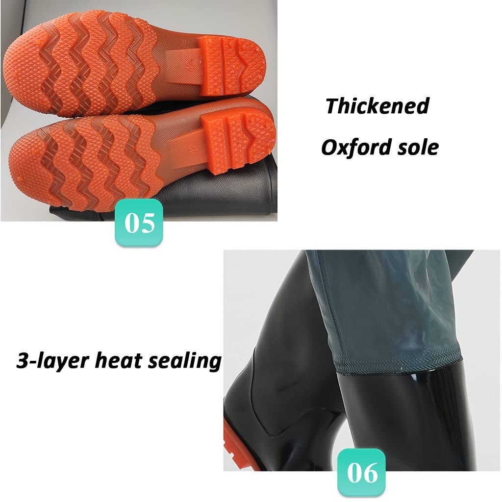 PVC Waterproof Chest Waders for Men & Women - Lightweight Bootfoot Fishing & Hunting Bibs with Boots - Ideal for Fly Fishing, Duck Hunting & Outdoor Water Activities