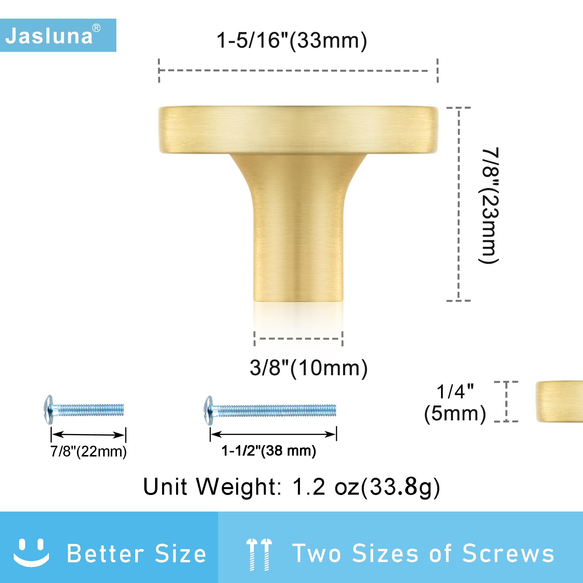 Gold Pearl Dresser Knobs 6-Pack - Brushed Brass Cabinet Pulls for Kitchen & Bathroom Decor