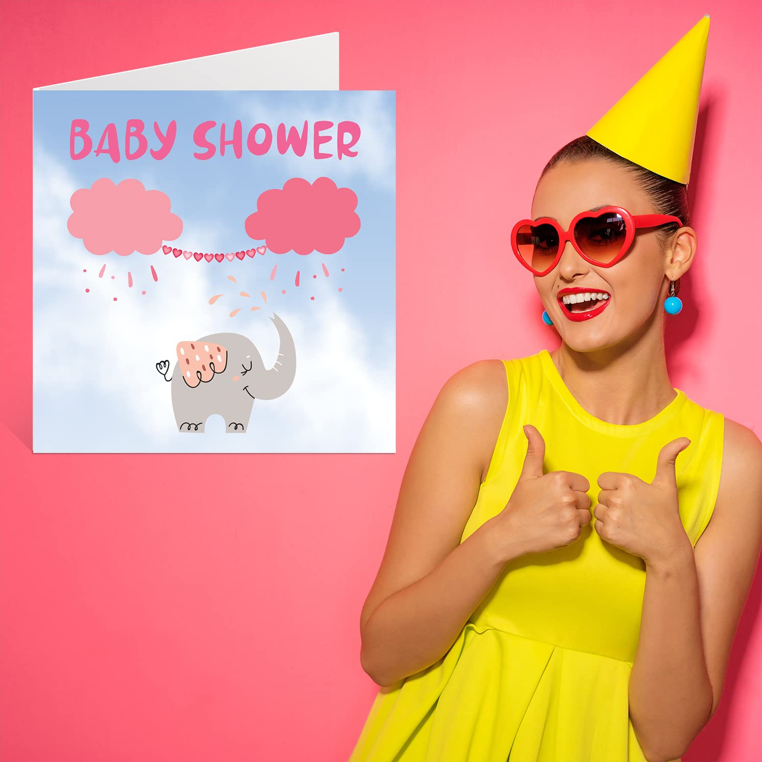 Baby Shower Greeting Cards - Cute Elephant Design for Newborn Girls, Congratulations & Welcome to the World Cards (145mm) - Perfect Gift for Parents & Baby Showers | Ideal for Birth Announcements, New Mom Gifts & Nursery Decor