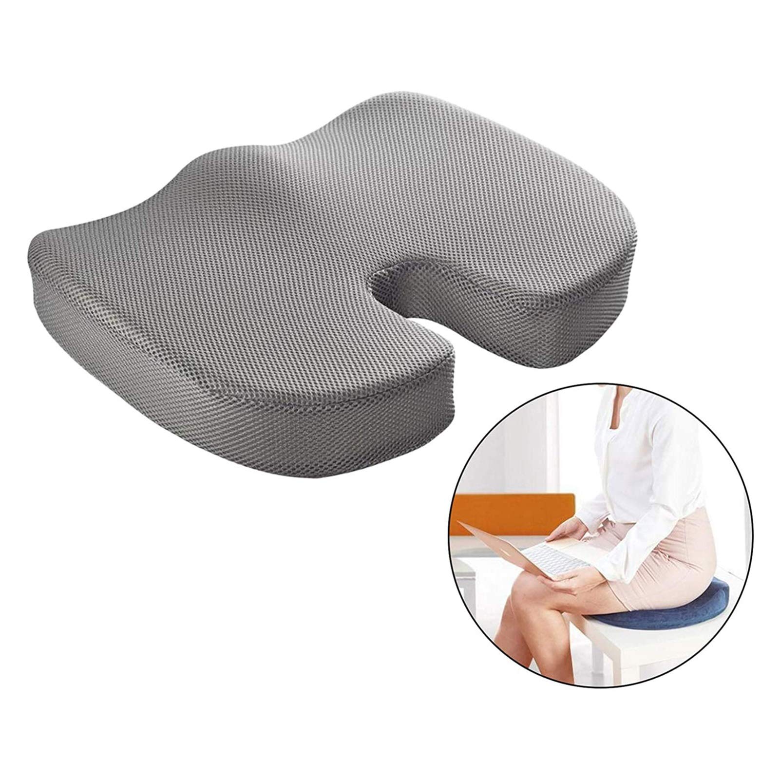 Memory Foam Coccyx Cushion for Back, Hip & Tailbone Pain Relief - Orthopedic Seat Cushion for Office Chair, Car Seat & Wheelchair - Perfect for Long Sitting, Driving & Post-Surgery Comfort