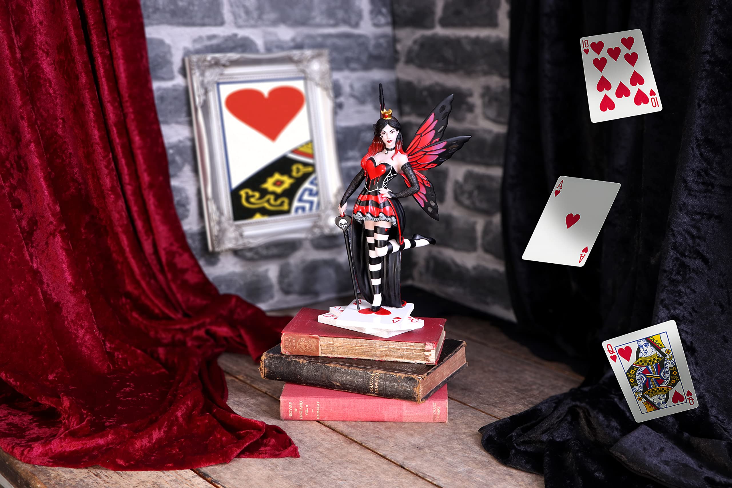 Nemesis Now Alice in Wonderland Queen of Hearts Fairy Figurine - 10.2 Inch Red Card Themed Collectible Statue - Perfect for Home Decor, Gift for Fantasy Lovers & Disney Fans