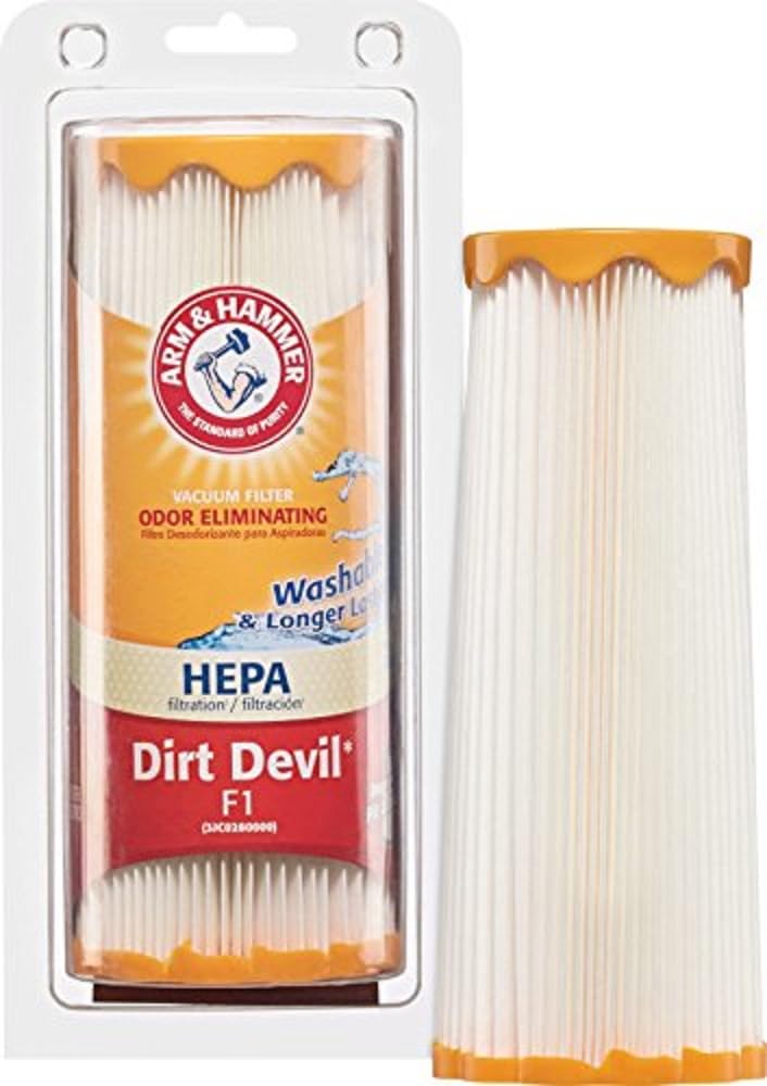 Arm & Hammer HEPA Vacuum Filter Replacement for Dirt Devil Style F1 - High Efficiency Air Purifier Filter for Pet Hair, Dust & Allergens - Perfect for Home Cleaning & Allergy Relief