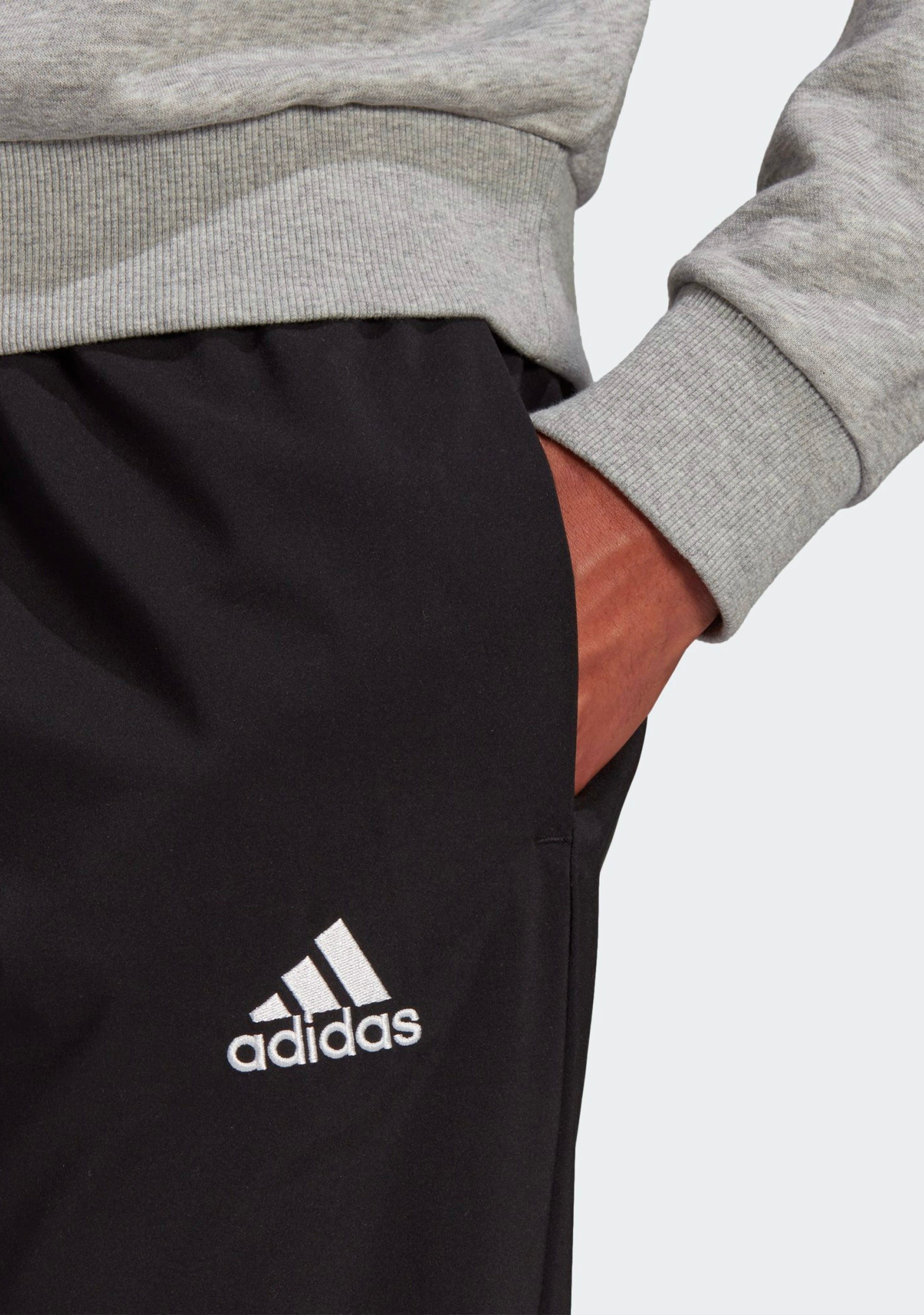 Adidas Men's Aeroready Essentials Stanford Tapered Cuff Sweatpants - Embroidered Small Logo, Black | Comfortable Athletic Pants for Gym, Running & Casual Wear