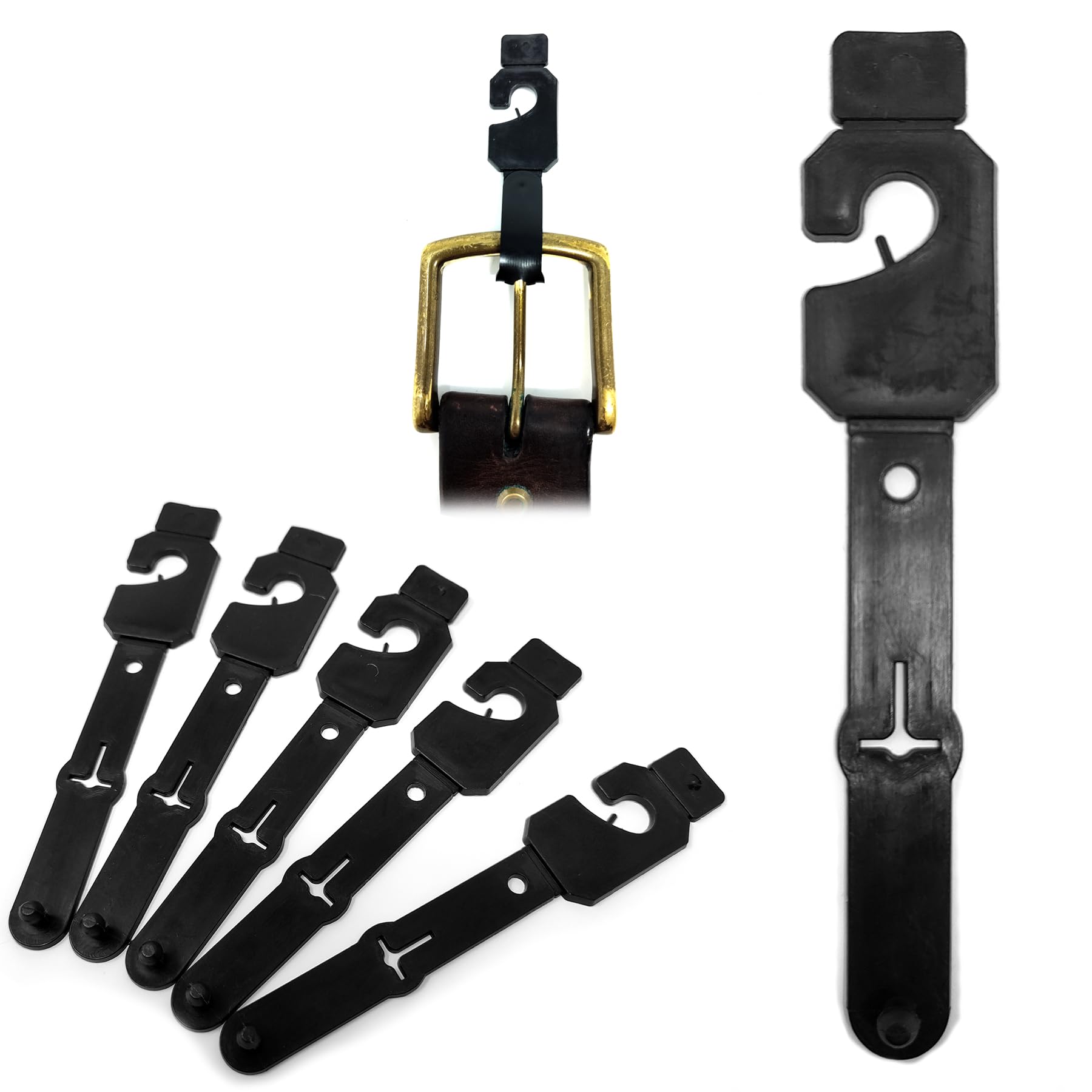 500 Pack Black Belt Hangers for Retail Stores - Durable Plastic Belt Hooks for Clothing Display & Organization - Perfect for Retail Shops, Boutiques & Wardrobe Storage