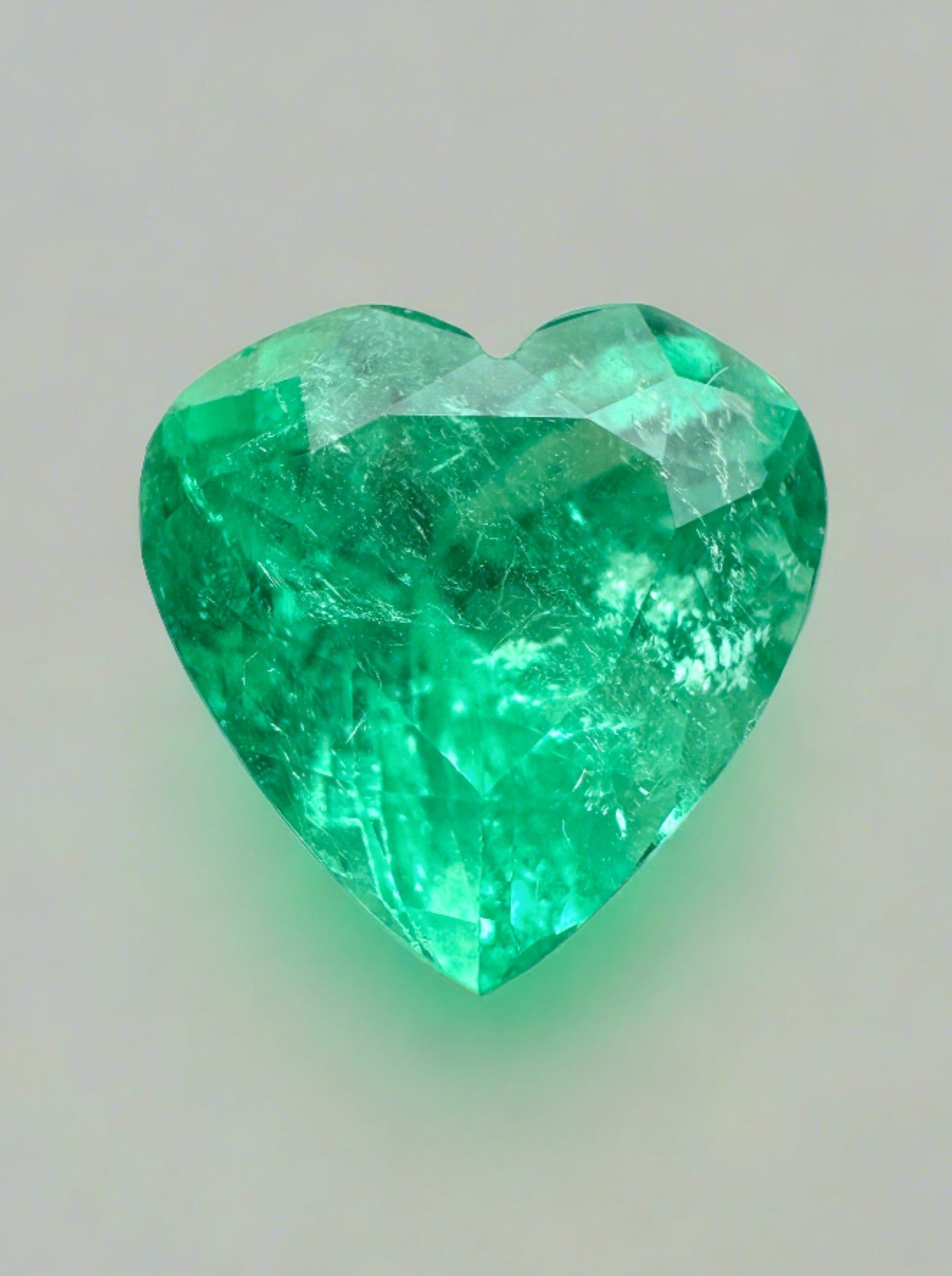 4.18 Carat 10x10mm Pastel Green Natural Loose Colombian Emerald Heart Cut Gemstone for Jewelry Making, Engagement Rings & Fine Collections