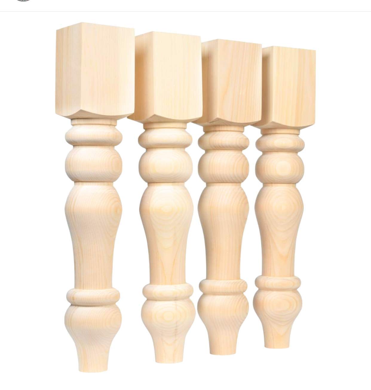 CAROLINA LEG CO. Handmade Farmhouse Dining Table Legs Set - 4 Solid Wood Turned Legs (5
