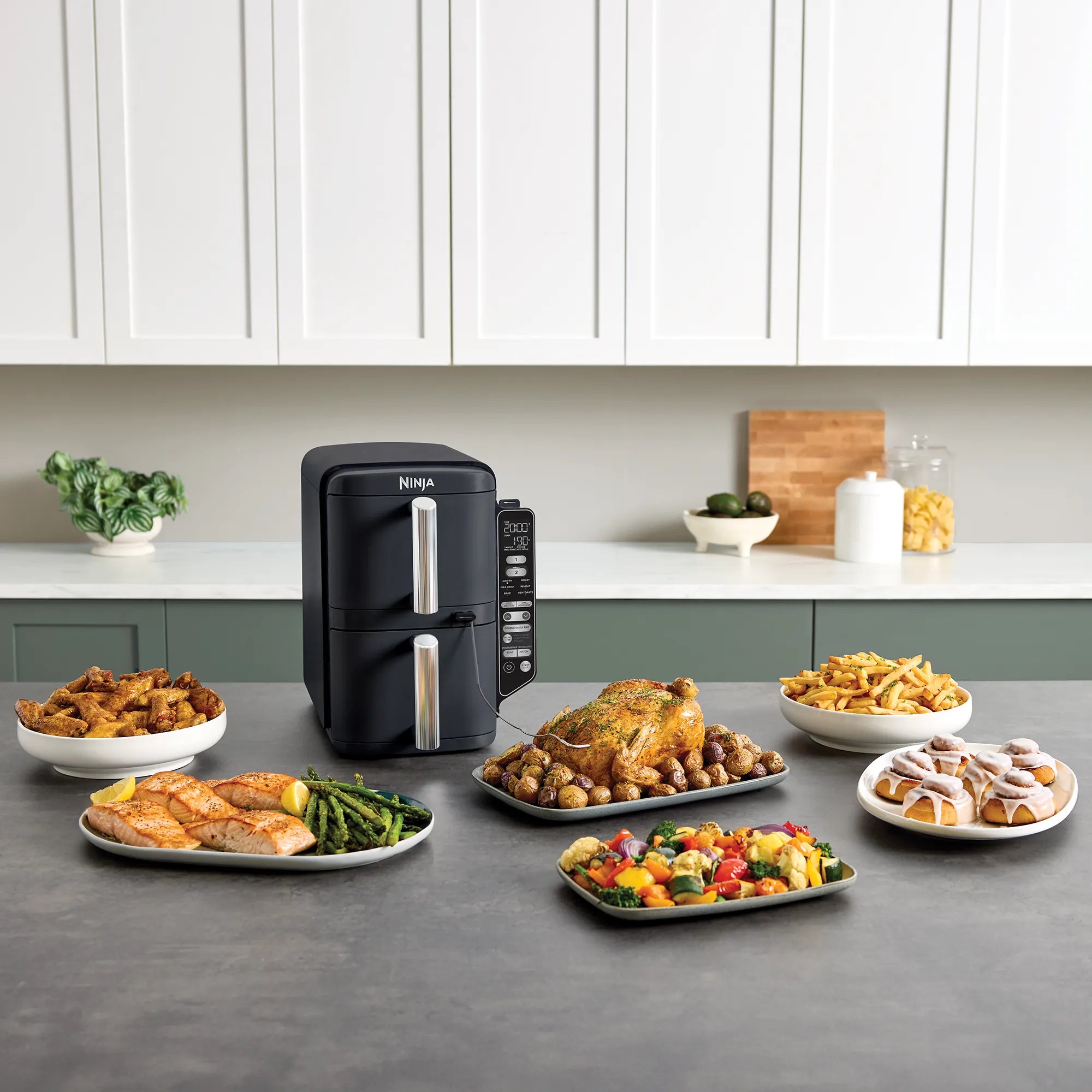 Ninja DoubleStack XXXL Smart 9.5L 2-Drawer Air Fryer Oven - Large Capacity Airfryer for Family Cooking, Healthy Frying, Roasting & Baking - Perfect for Parties, Meal Prep & Quick Weeknight Dinners