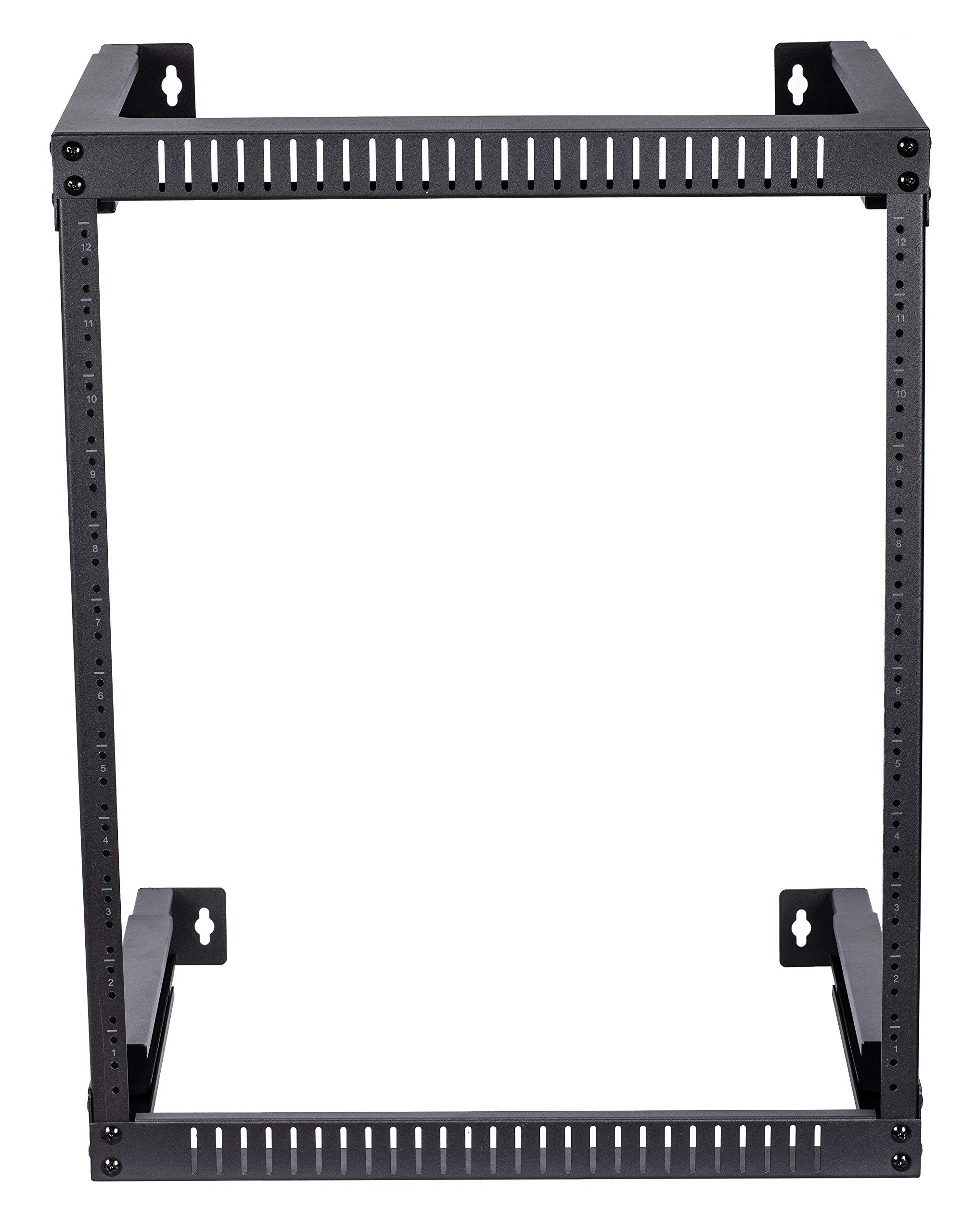 Kenuco 12U Adjustable Depth Wall Mount Open Frame Steel Network Server Rack - 17.75 Inch Deep for Home Office & Data Center Network Equipment Organization