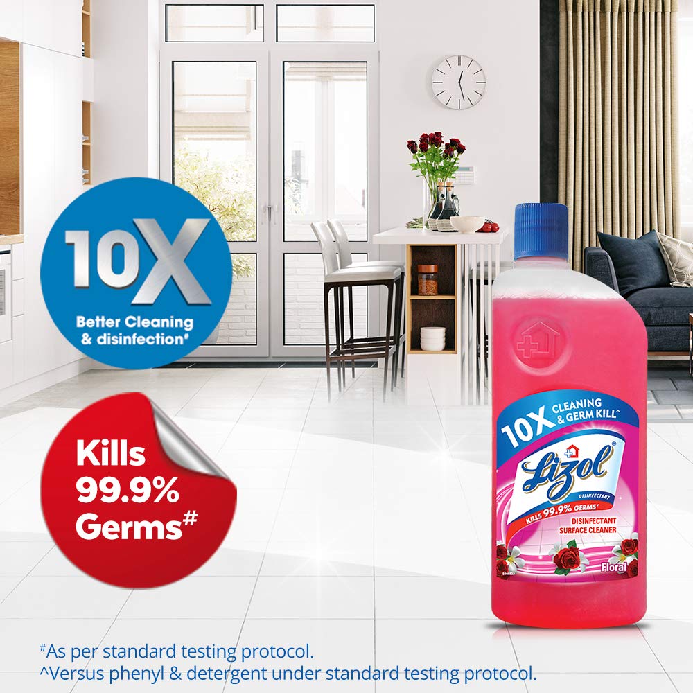 Lizol Disinfectant Surface & Floor Cleaner Liquid - Floral Scent 200ml | Kills 99.9% Germs & Bacteria | Antibacterial Household Cleaner | Best for Kitchen, Bathroom & Hard Floor Cleaning | USA Market