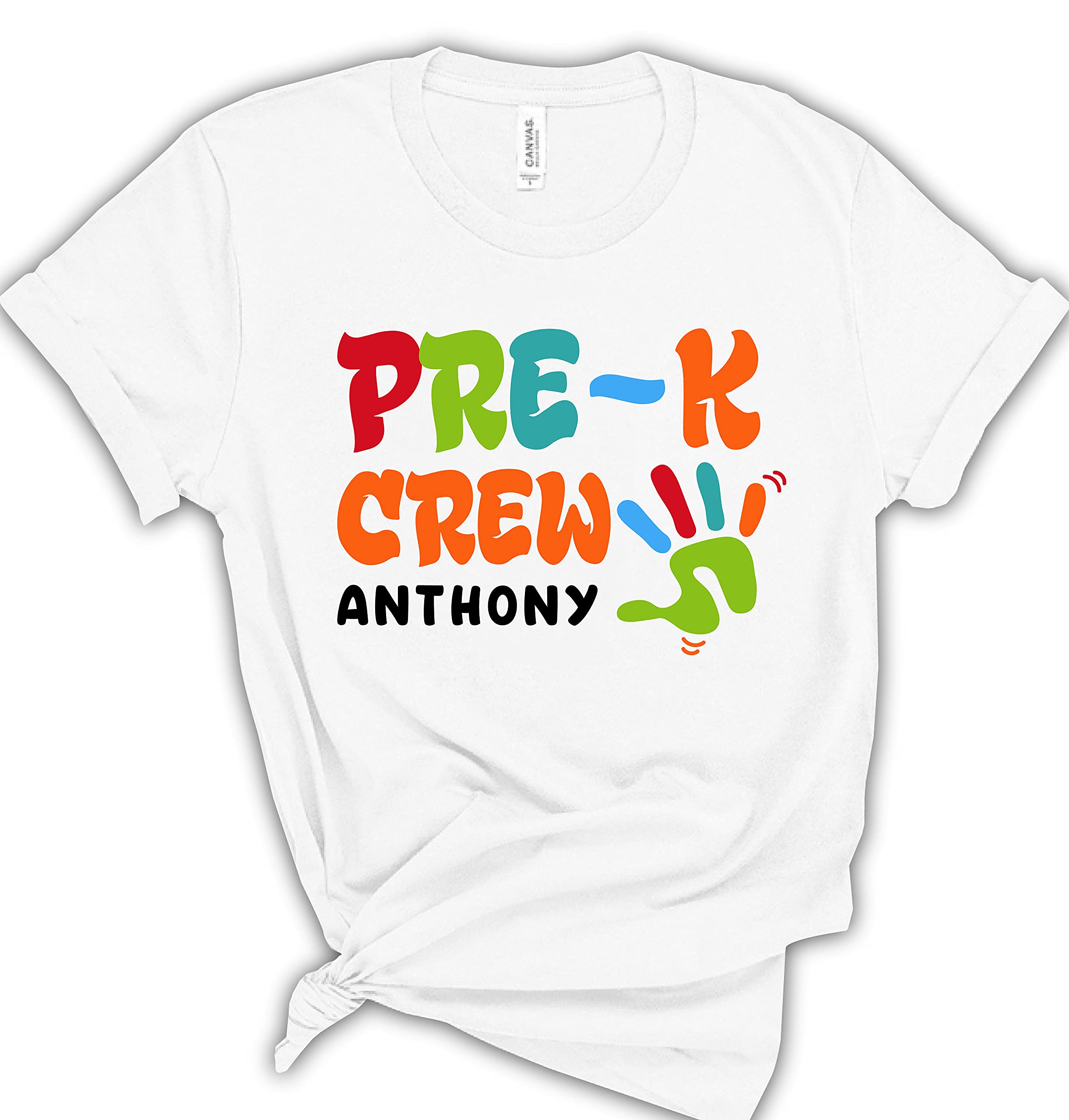 Personalized Pre-K Crew Neck T-Shirts - First Day of School Shirts for Kids & Teachers - Custom Kindergarten Teacher Gifts - Preschool Graphic Tees for Women & Men - Perfect for School Events, Classroom Activities and Teacher Appreciation Gifts