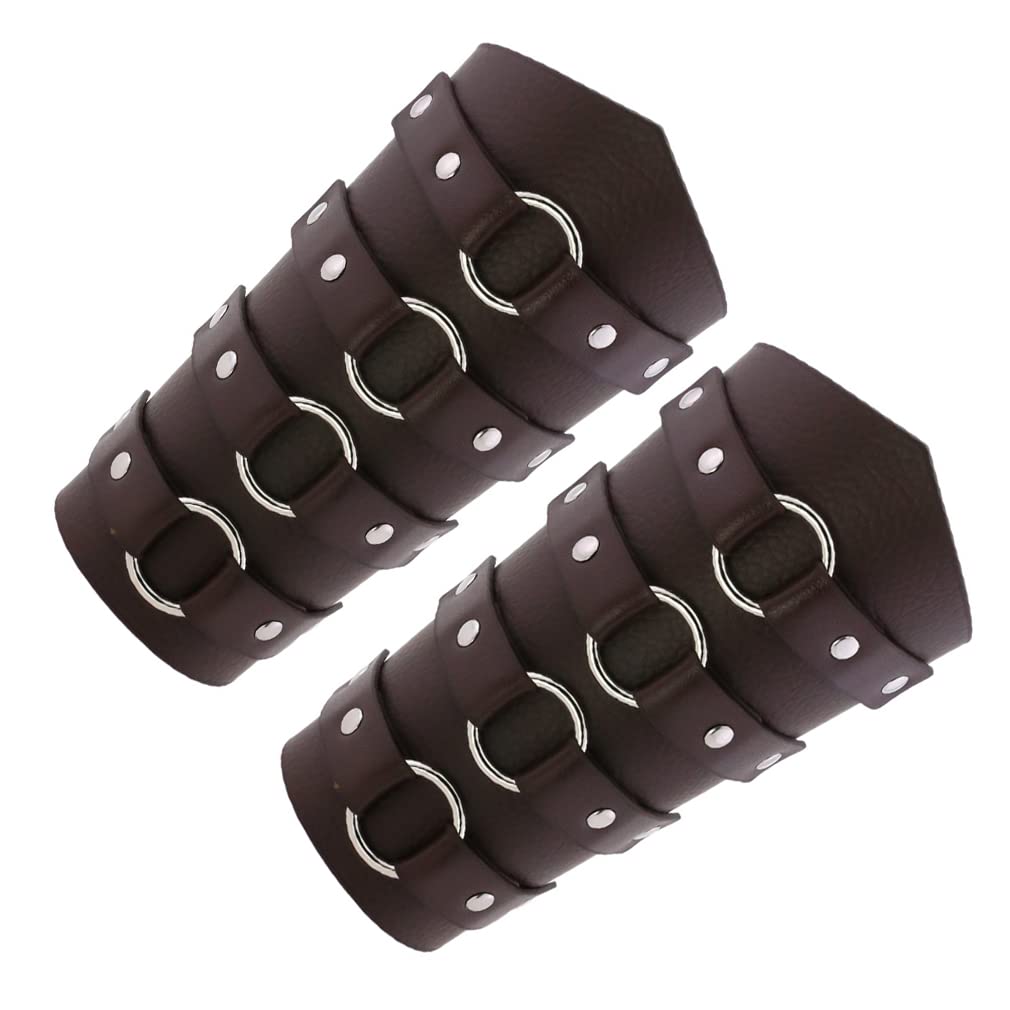 Unisex Leather Gauntlet Wristband - Punk Style Wide Wrap Bracer Arm Armor Cuff for Men & Women - Perfect for Cosplay, LARP, Gothic Fashion and Motorcycle Riding