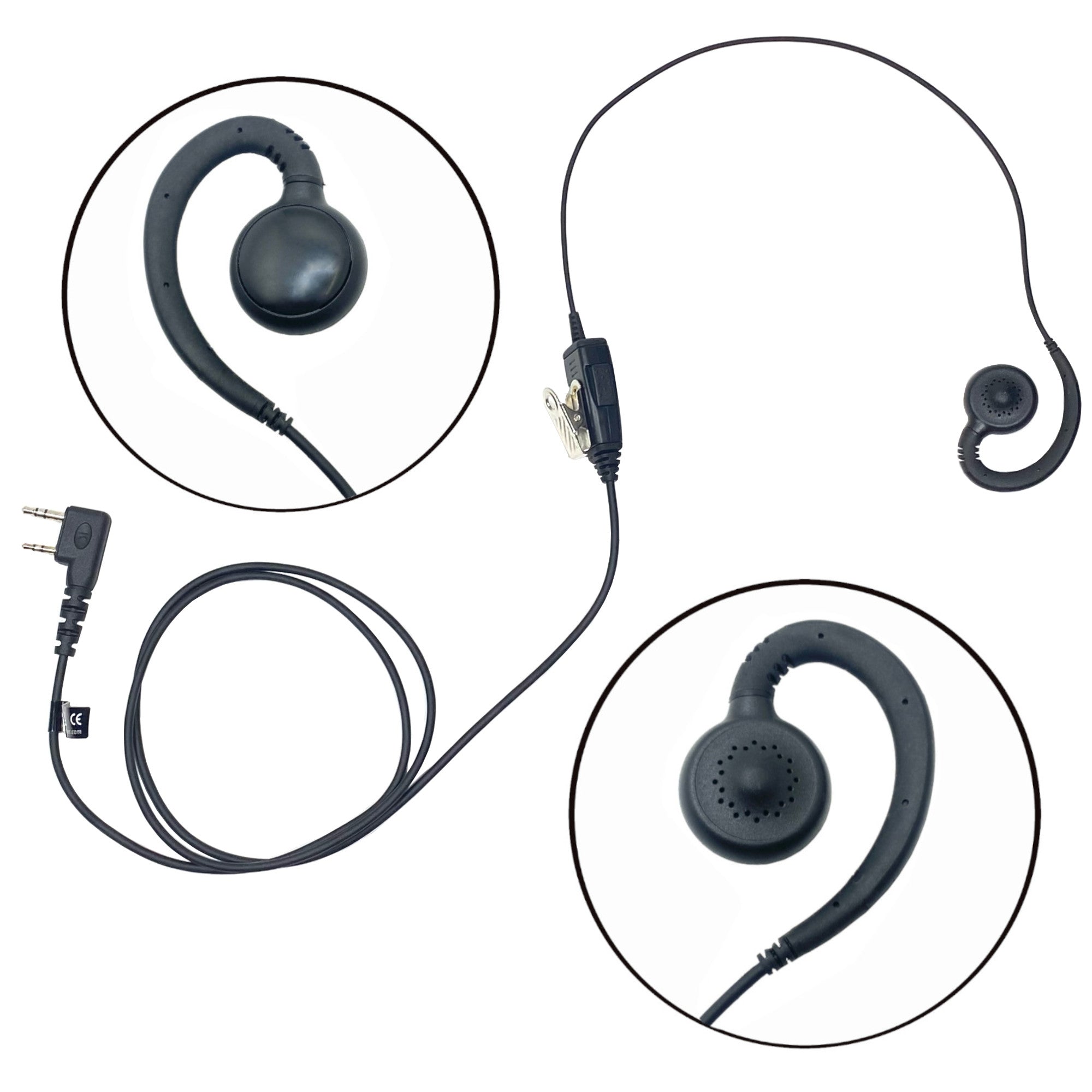 MaximalPower C-Shaped Swivel PTT Microphone Headset with Earpiece - Compatible with Kenwood, Baofeng & Retevis Two-Way Radios - Police, Security & Surveillance Communication Kit - Ideal for Law Enforcement, Event Staff & Outdoor Adventures
