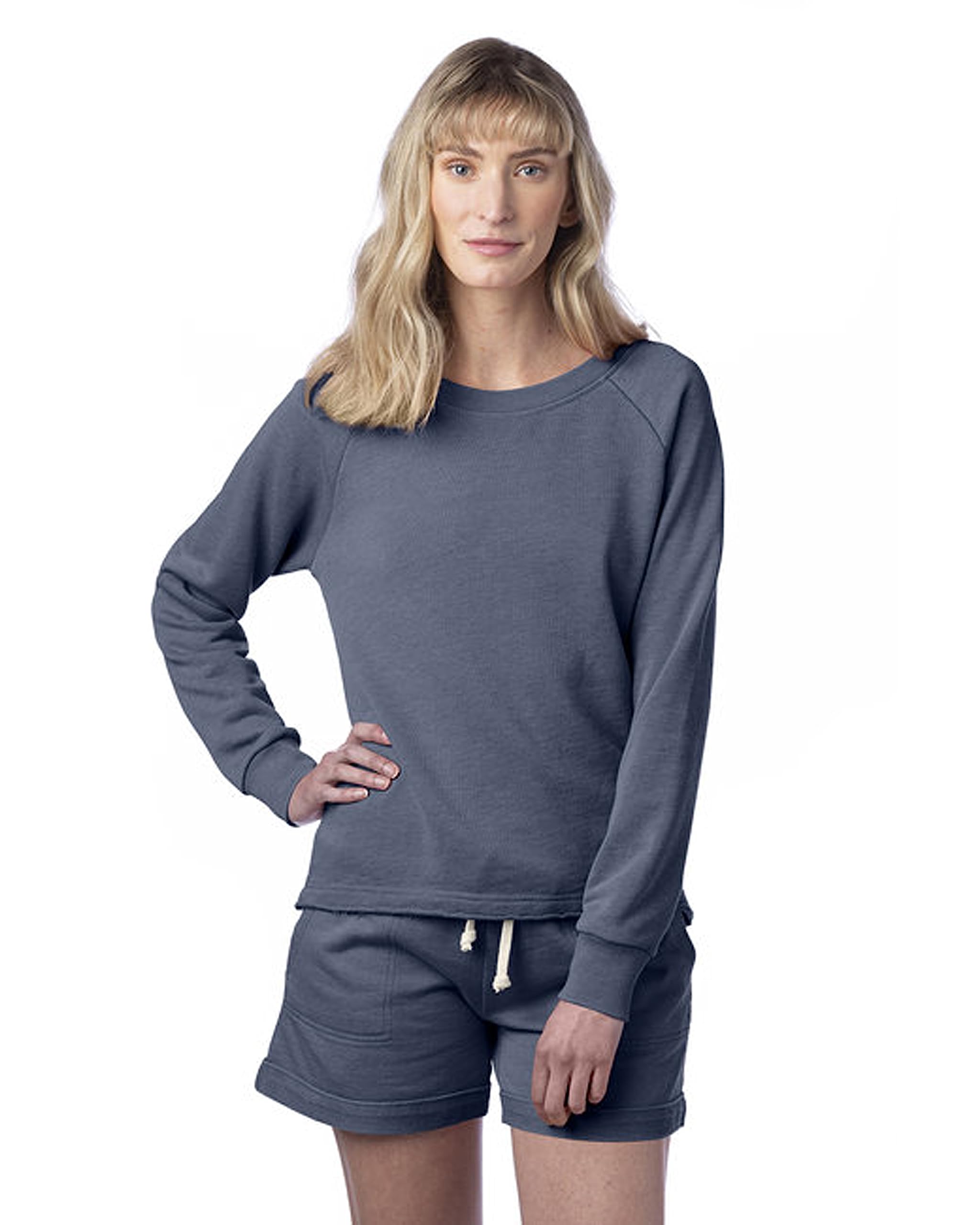 Vintage Mineral Wash French Terry Women's Sweatshirt - Soft Loose Fit Crewneck Pullover for Casual Wear, Lazy Days & Cozy Outfits