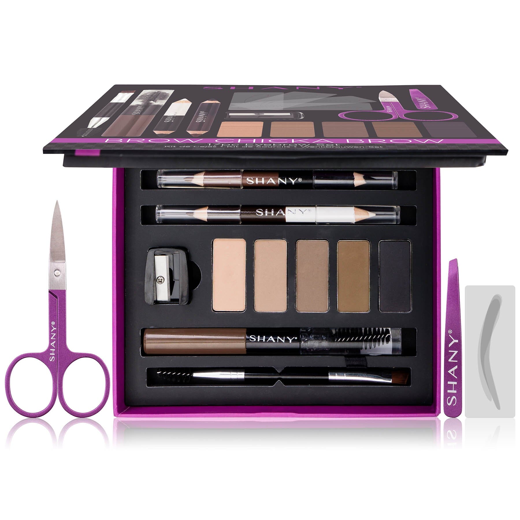 Brow Chicka Brow Eyebrow Makeup Set - 17 Piece Kit for Perfect Eyebrows | Professional Eyebrow Styling, Shaping & Grooming | Ideal for Daily Makeup, Salon Use & Special Occasions