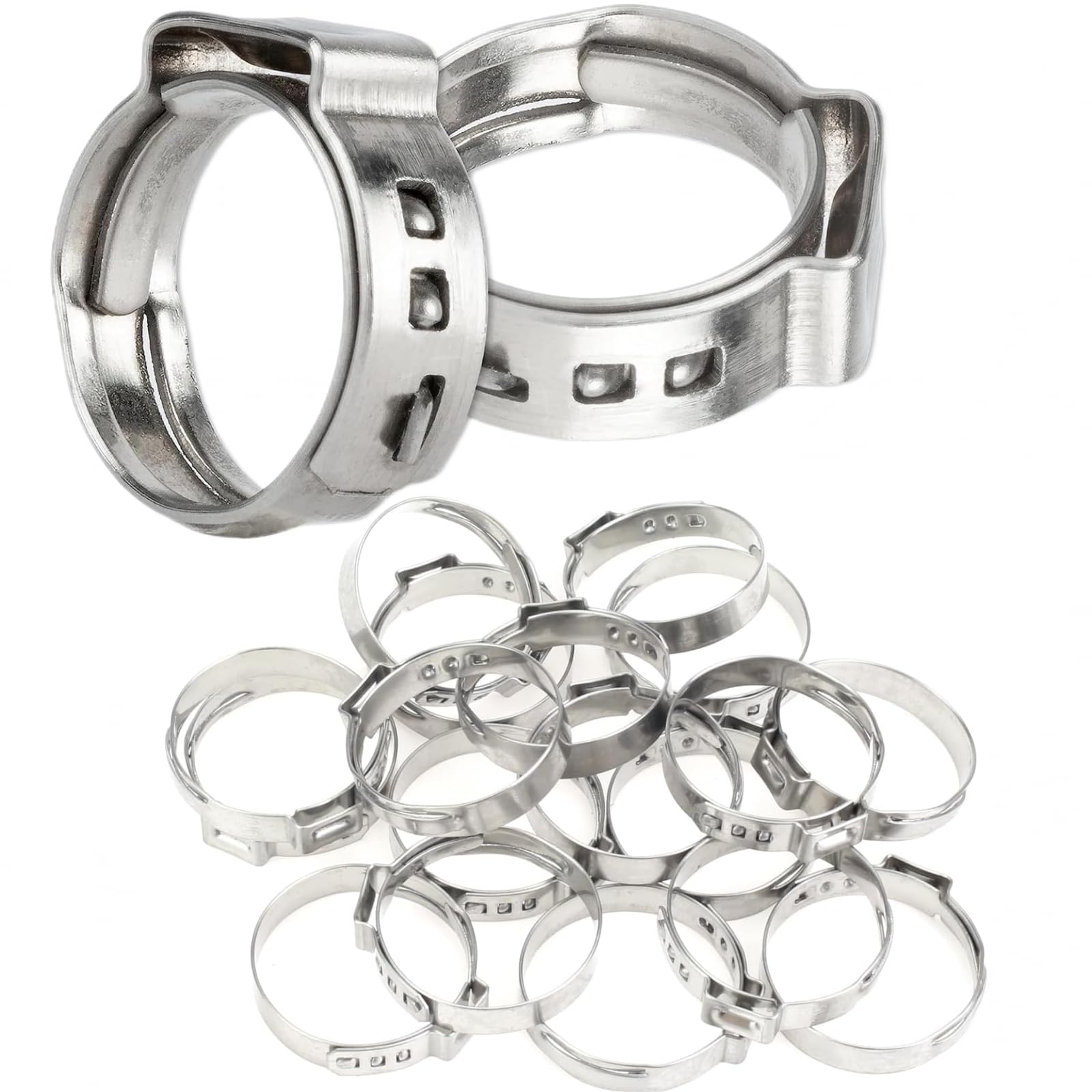 26.4-29.6mm Single Ear Hose Clamps (50Pcs) - for Pipe & Tube Connections