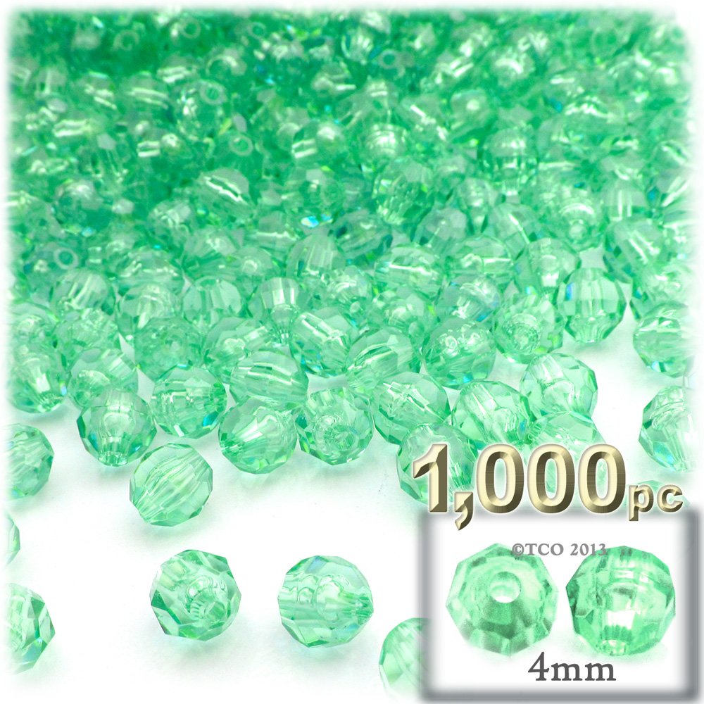 1,000pc 4mm Faceted Plastic Transparent Round Beads - Acid Yellow for Jewelry Making, DIY Crafts, Bracelets & Necklaces
