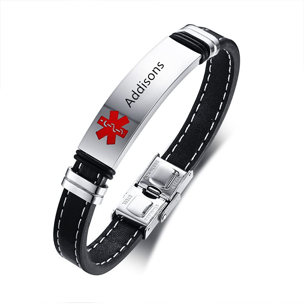 Medical Alert ID Bracelet for Men & Women - Adjustable Silicone Emergency SOS Bracelet with Blood Thinner, Allergy & ICE Information - Perfect Gift for Boyfriend, Girlfriend, Dad or Mom - Ideal for Outdoor Activities, Travel & Daily Safety Protection