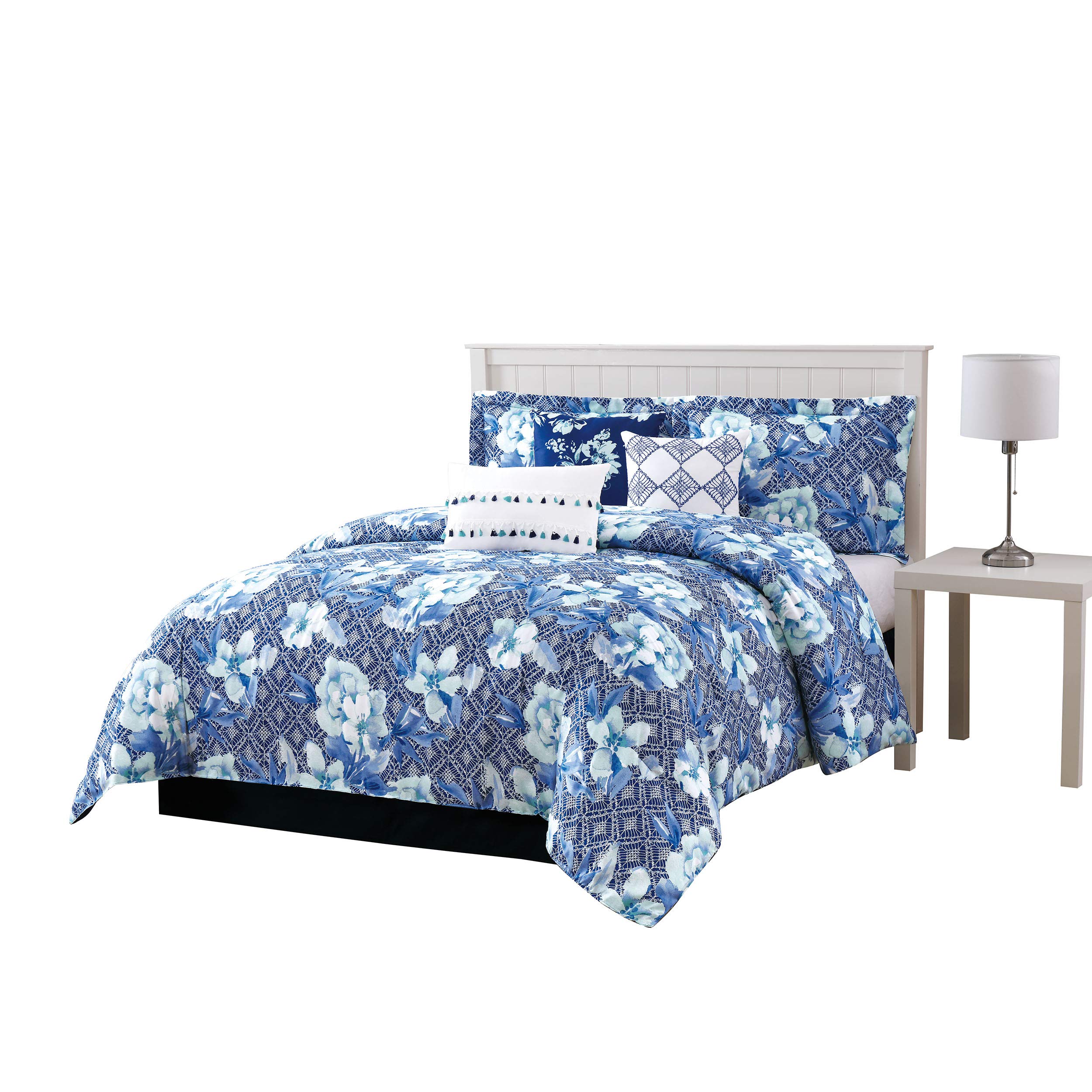 Carmela Home Ava Comforter Set Queen Size - Navy Blue Luxury Bedding for Master Bedroom & Guest Room - Soft & Breathable All-Season Duvet Cover with Pillow Shams