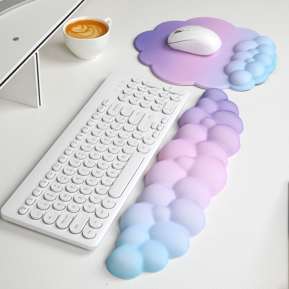**Ergonomic Memory Foam Mouse Pad with Wrist Rest - Soft Silicone Rebound Desk Mat for Comfort & Wrist Pain Relief - Purple Haze Gaming & Office Computer Accessory (Perfect for Long Work & Gaming Sessions)**