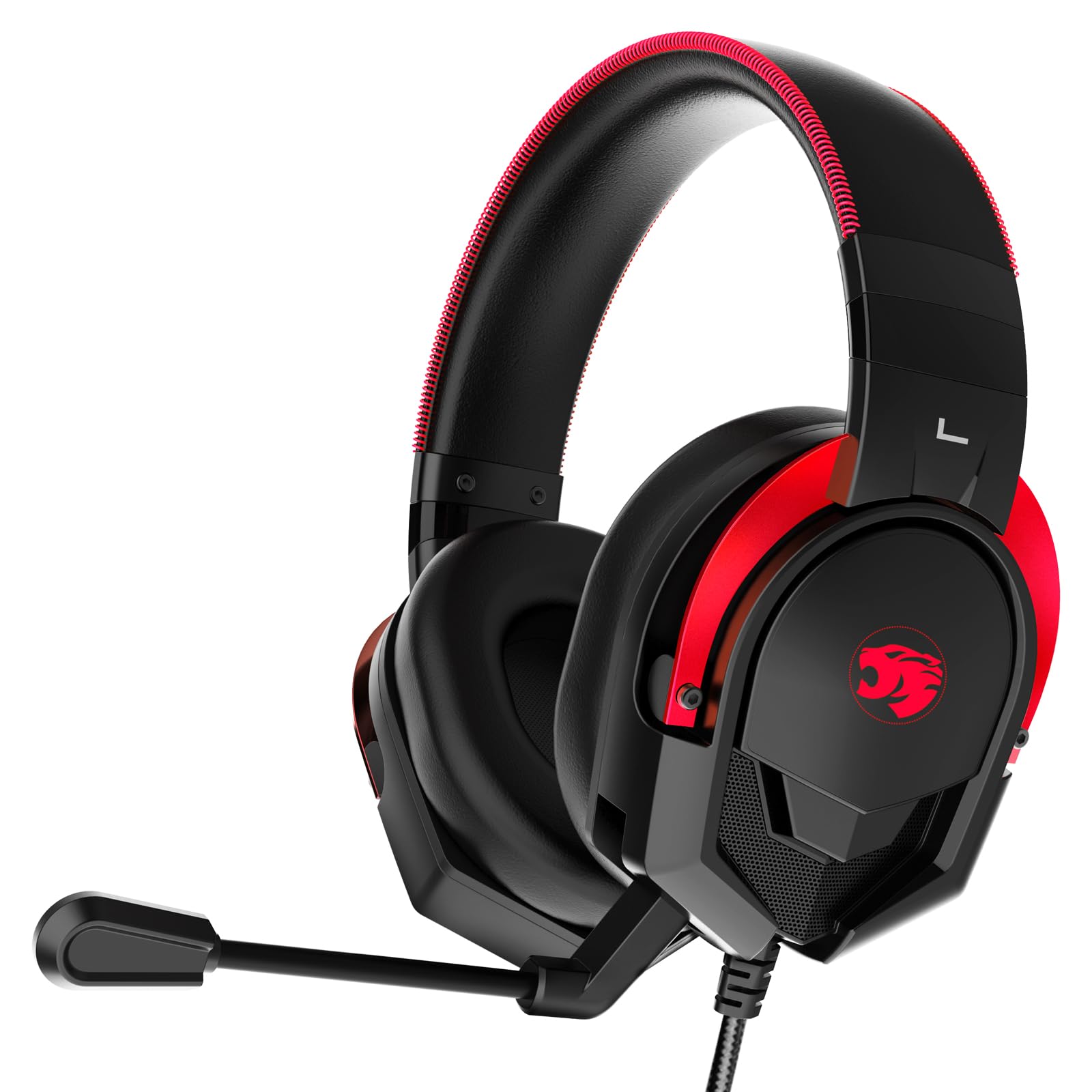 A88 Gaming Headset with Microphone - Stereo Wired Noise Cancelling Over-Ear Headphones for PC, PS5, Xbox Series X/S, PS4, Laptop, Mac, Nintendo Switch - Perfect for Gaming, Streaming & Online Classes (Red)