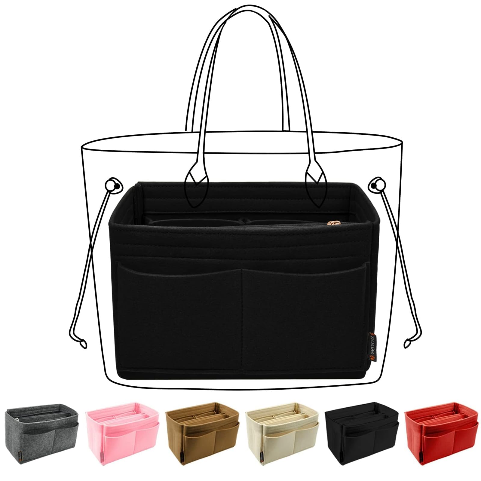 OMYSTYLE Felt Purse Organizer Insert - 5 Sizes for Tote Bags, Handbag Dividers Compatible with Longchamp, Neverfull, Speedy | Perfect for Travel, Work & Daily Organization