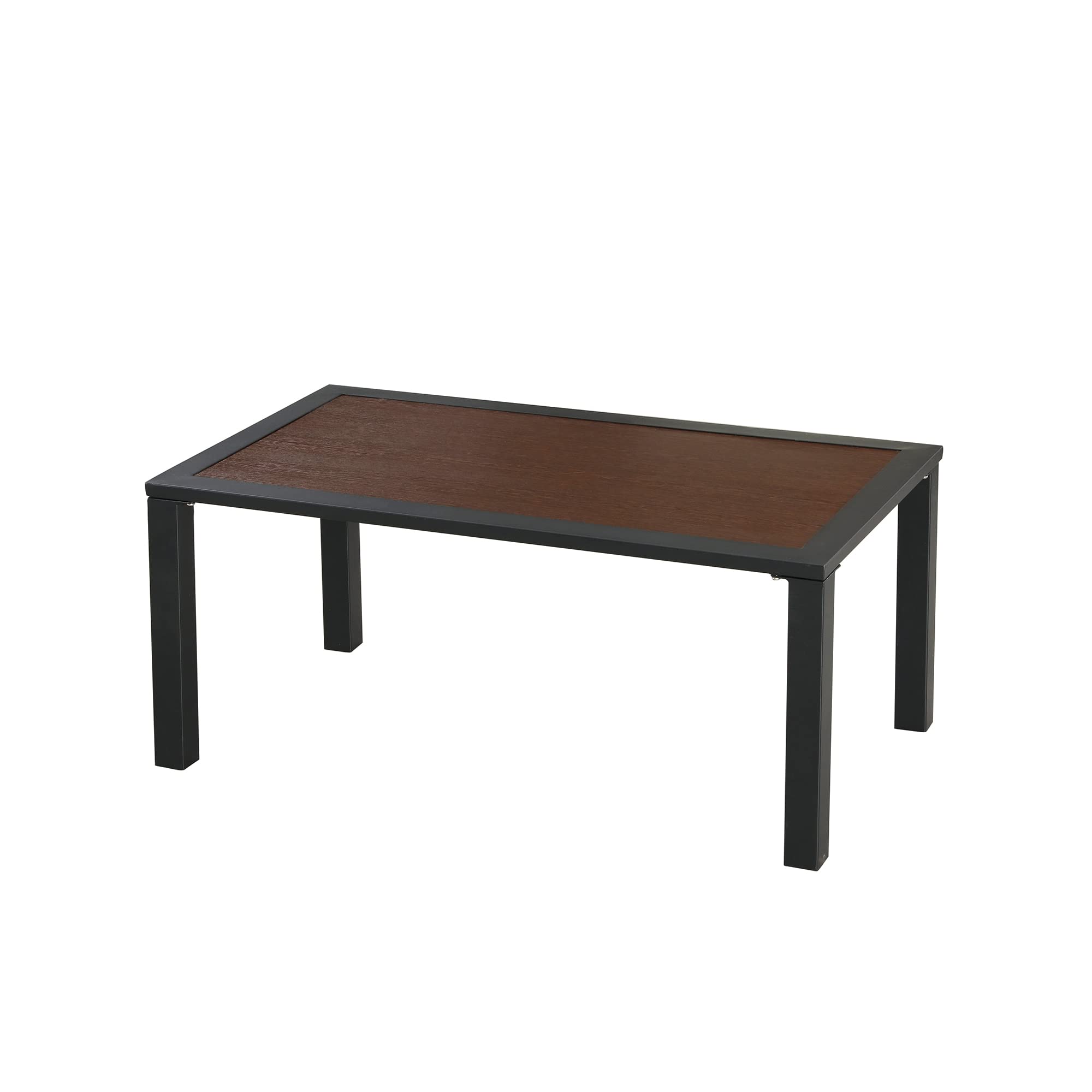 All-Weather Brown Metal Frame Outdoor Coffee Table for Patio & Garden