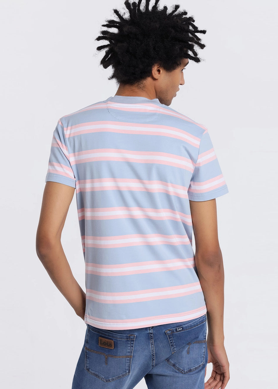 Lois Striped Cotton T-Shirt for Women - Soft & Comfortable Blue & Pink Casual Tee - Perfect for Everyday Wear, Outings & Layering